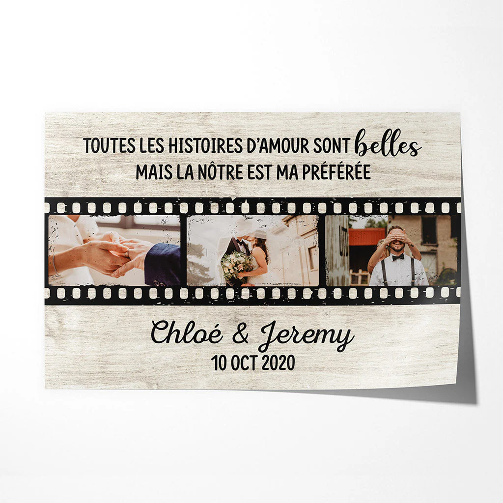 Poster Couple Personnalisé - Toutes Les Histoires D'Amour Horizontal