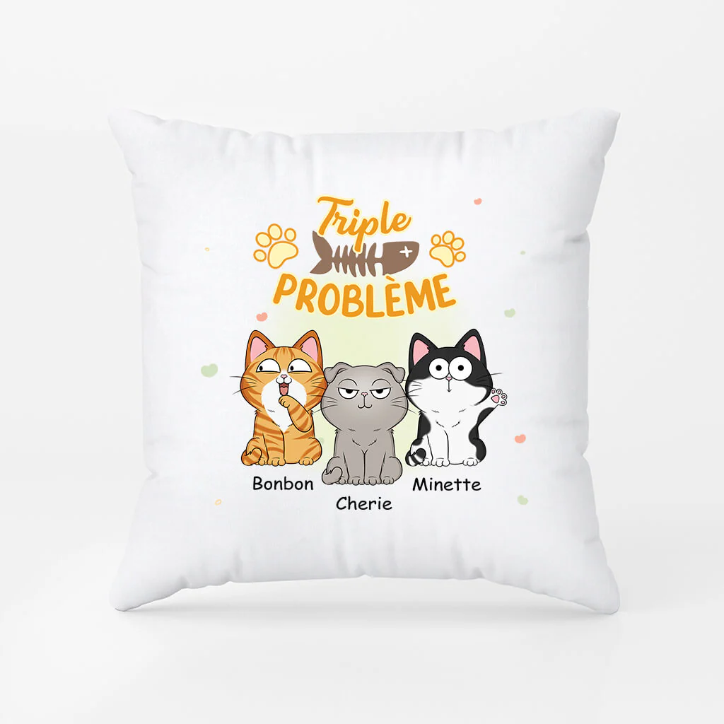 Triple Problème Version Chat - Coussin Personnalisé Chat