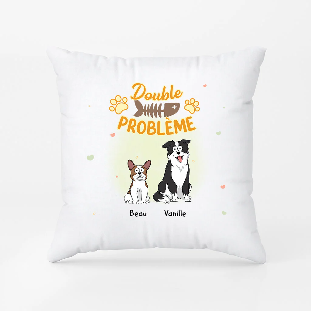 Coussin Personnalisé Photo Chien | Triple Probleme Version Chien - Image 2