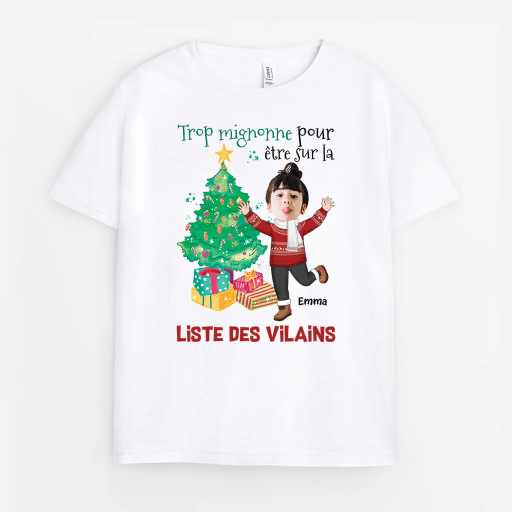Tee Shirt Personnalisé Humoristique Enfant – Trop Mignon(ne) Pour Être Sur La Liste Des Vilains