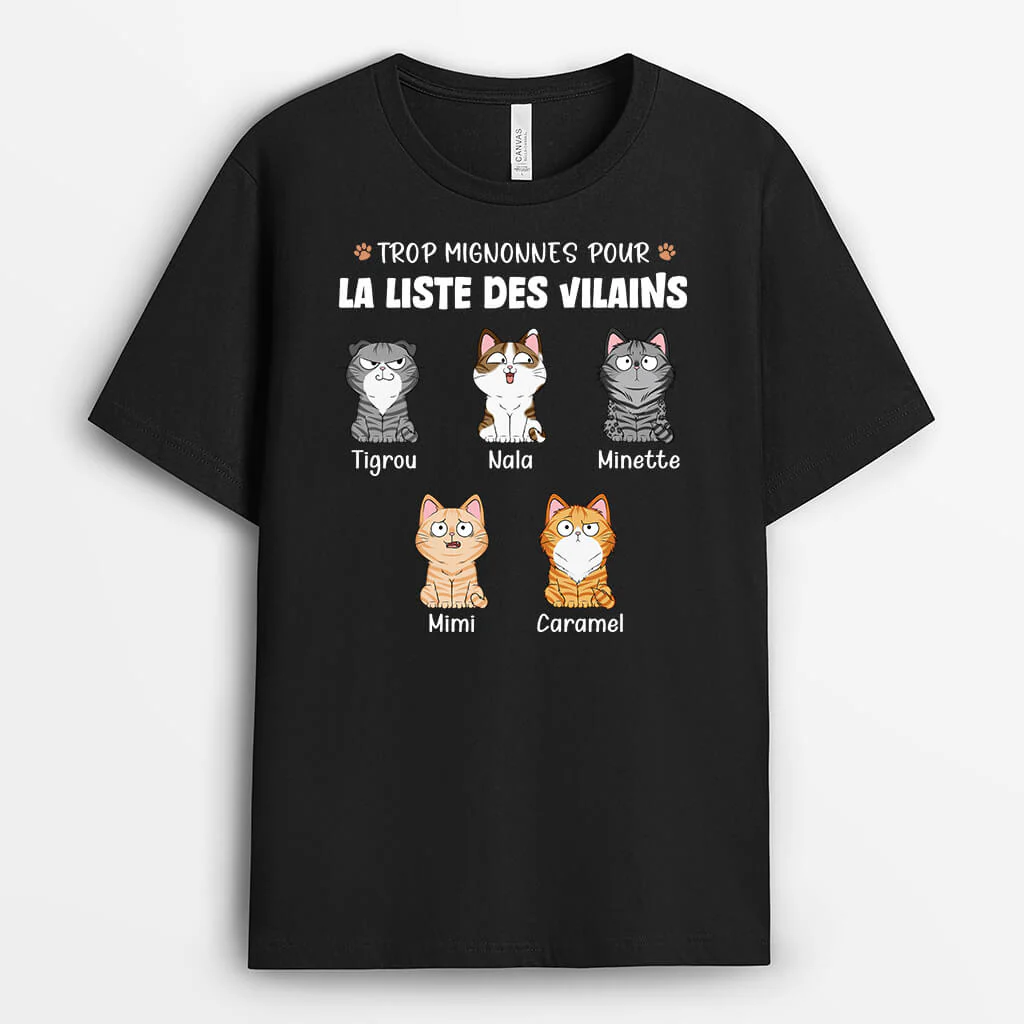 Tee Shirt Personnalisé Chat - Trop Mignons Pour La Liste Des Vilains - Image 2