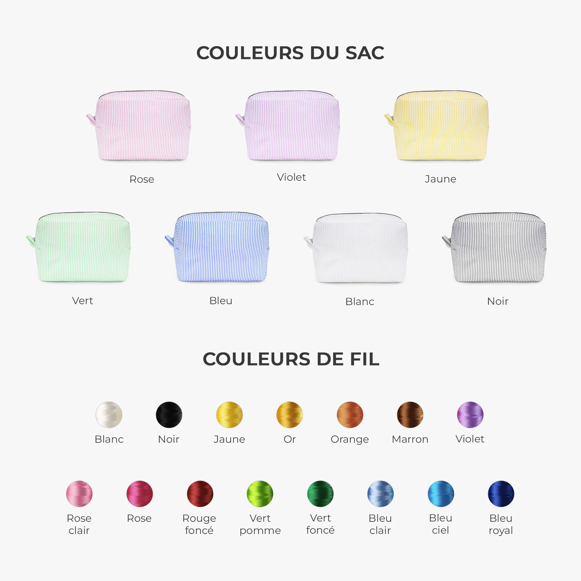 Trousse À Maquillage Personnalisée Rayée Avec Prénom Brodé - Cadeau Pour Femme Utile - Image 3