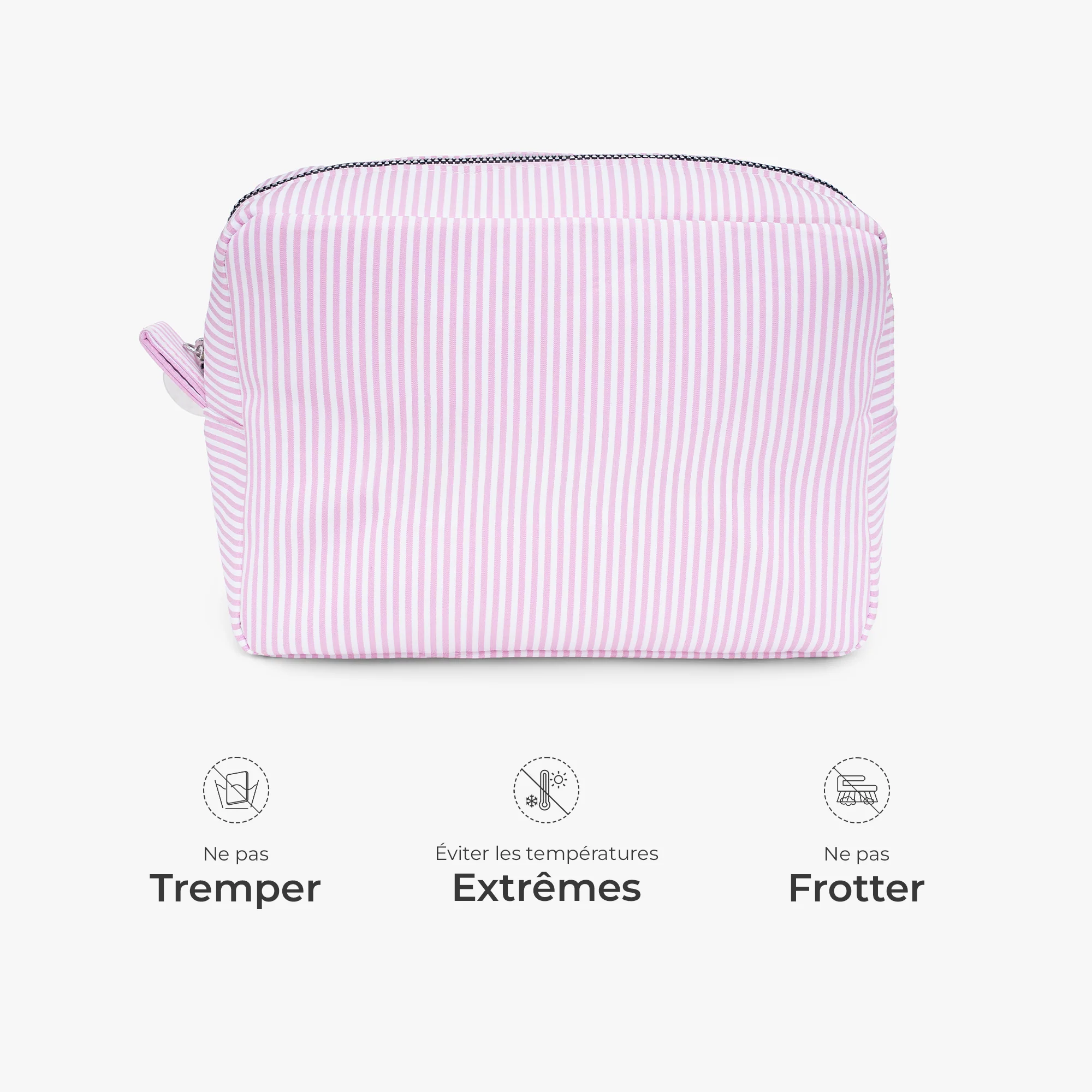 Trousse À Maquillage Personnalisée Rayée Avec Prénom Brodé - Cadeau Pour Femme Utile - Image 4