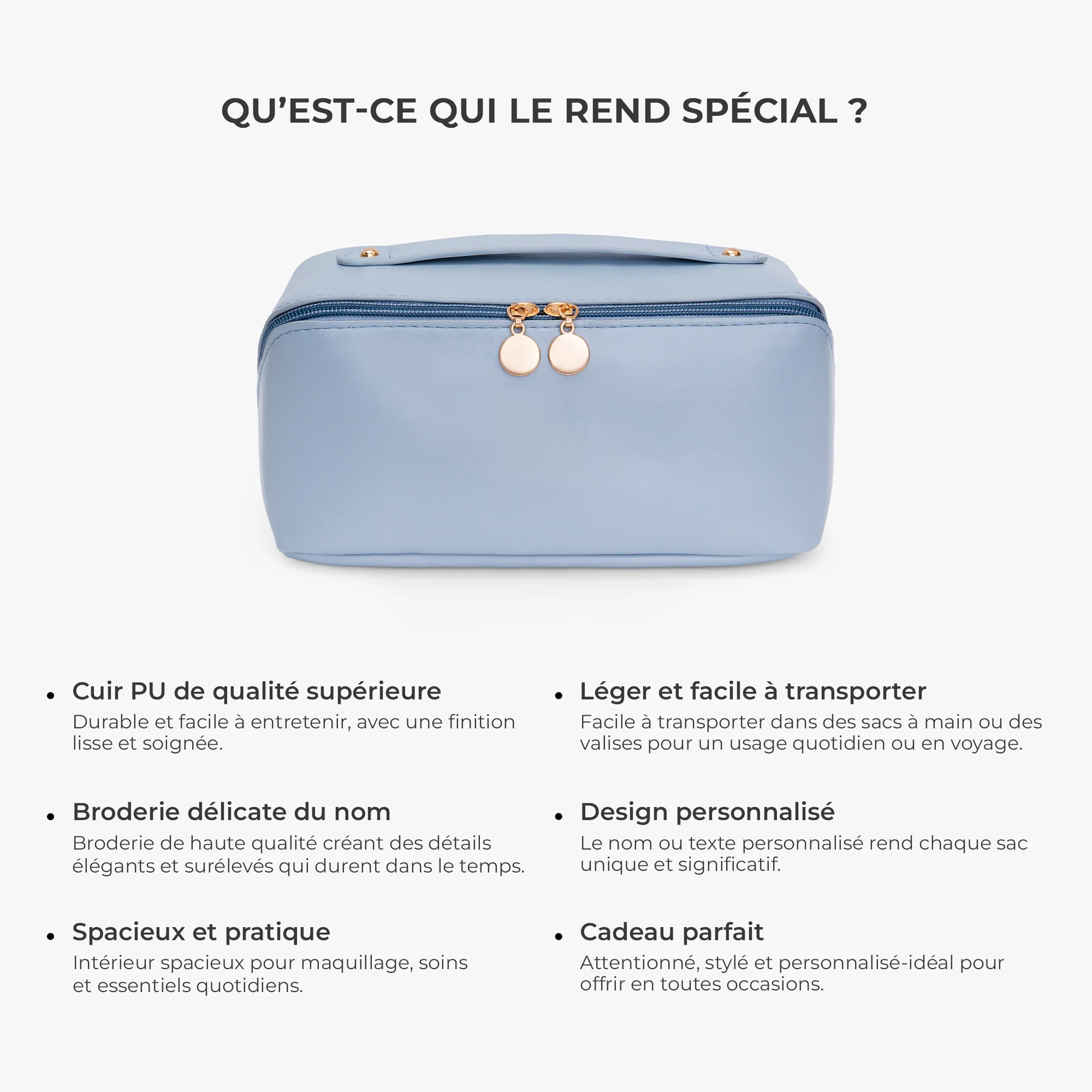 Trousse De Maquillage En Cuir Personnalisable Brodée - Cadeau Original Pour Femme - Image 5