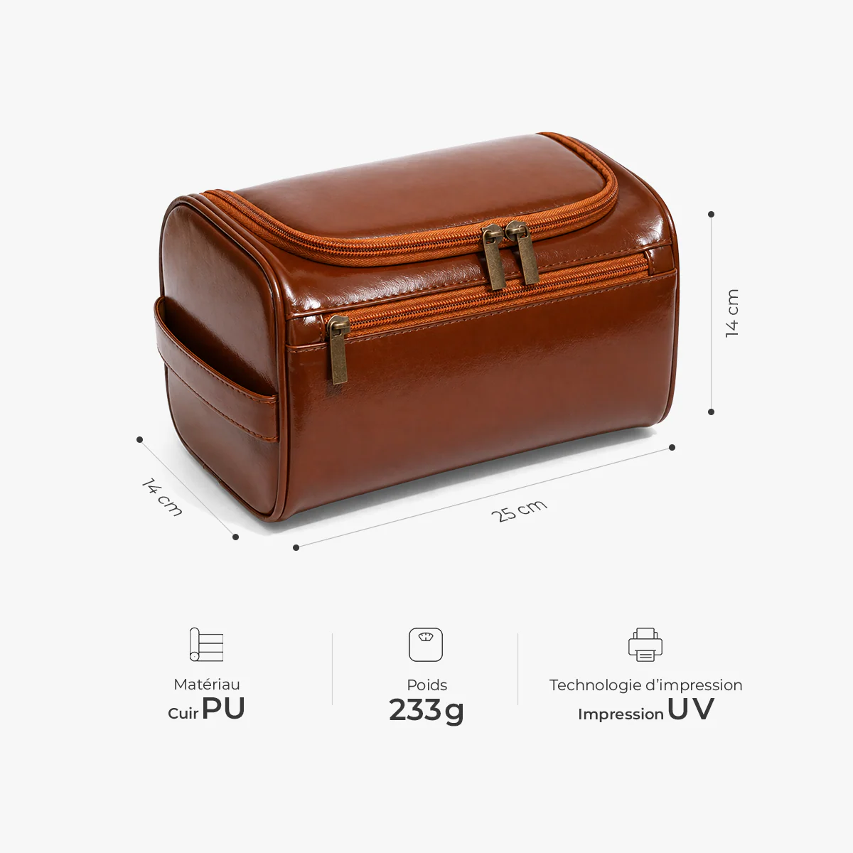 Trousse De Toilette En Cuir Personnalisée - Cadeau Homme Avec Prénom - Image 3