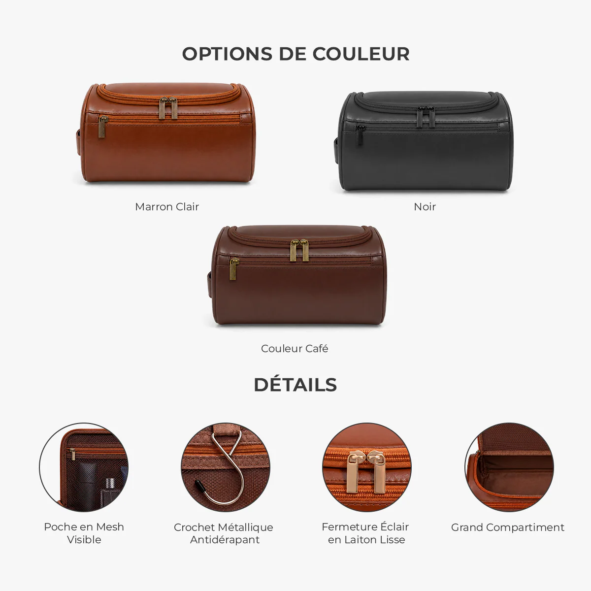 Trousse De Toilette En Cuir Personnalisée - Cadeau Homme Avec Prénom - Image 4
