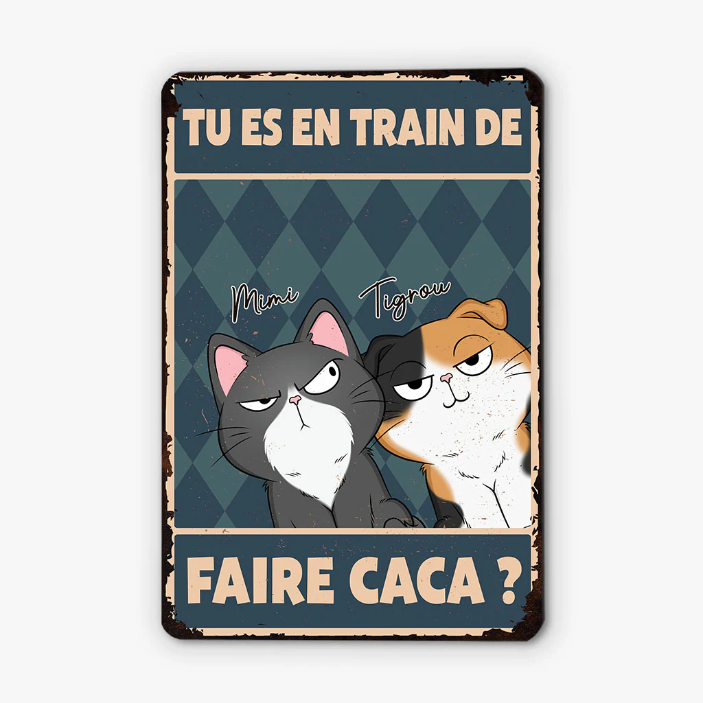 Plaque personnalisable – Chat espiègle pour porte de toilettes - Image 2
