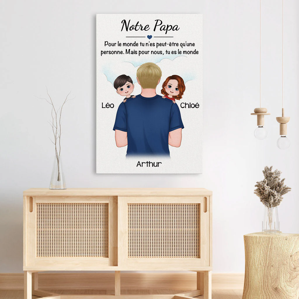 Toile Personnalisée - Papa Tu Es Le Monde - Image 3