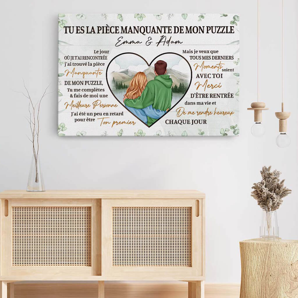 Tu Es Ma Pièce Manquante Avec Textes d'Amour - Toile Personnalisée Couple - Image 3
