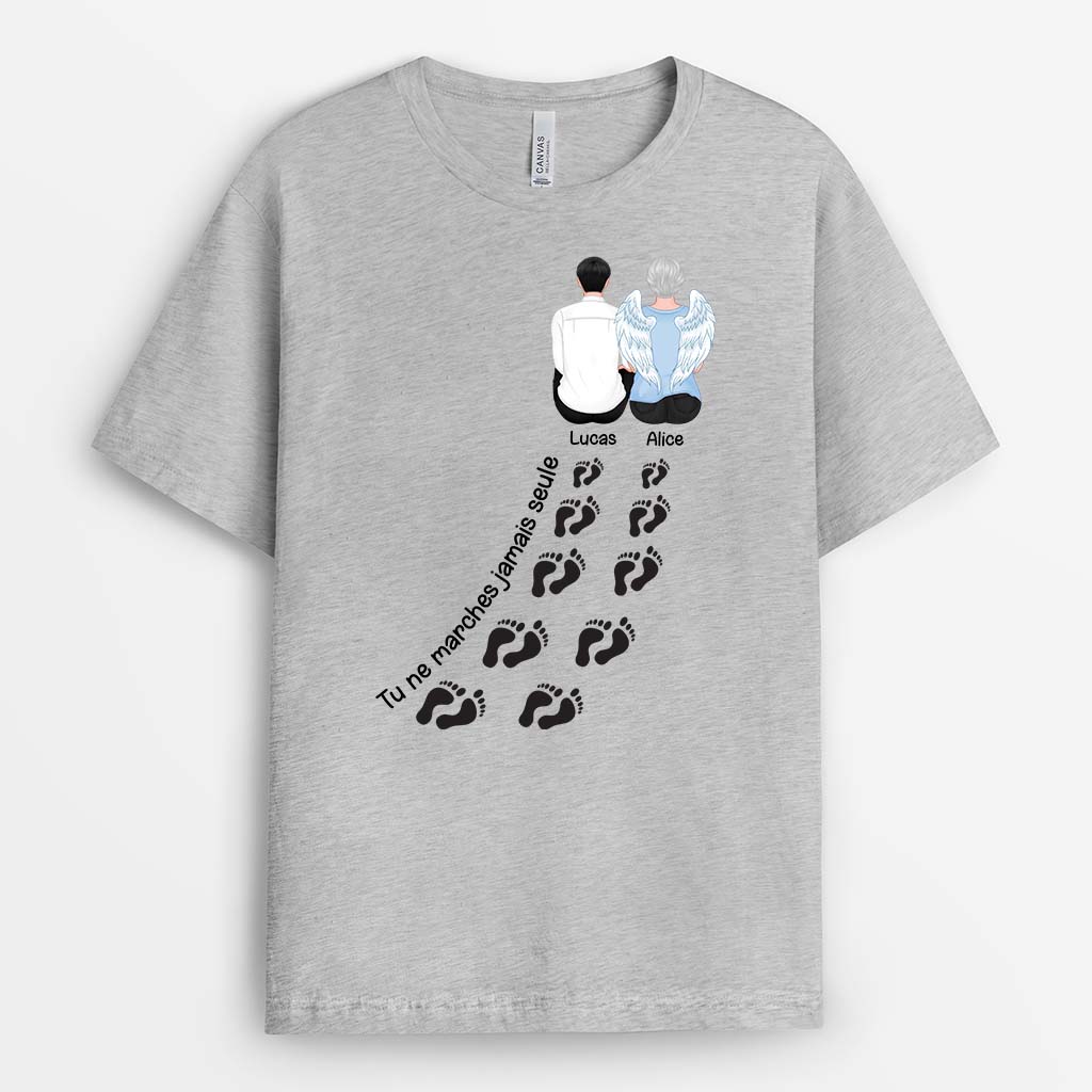 Tee Shirt Personnalisé Papy Commémoratif - Tu Ne Marches Jamais Seul(e) - Image 2