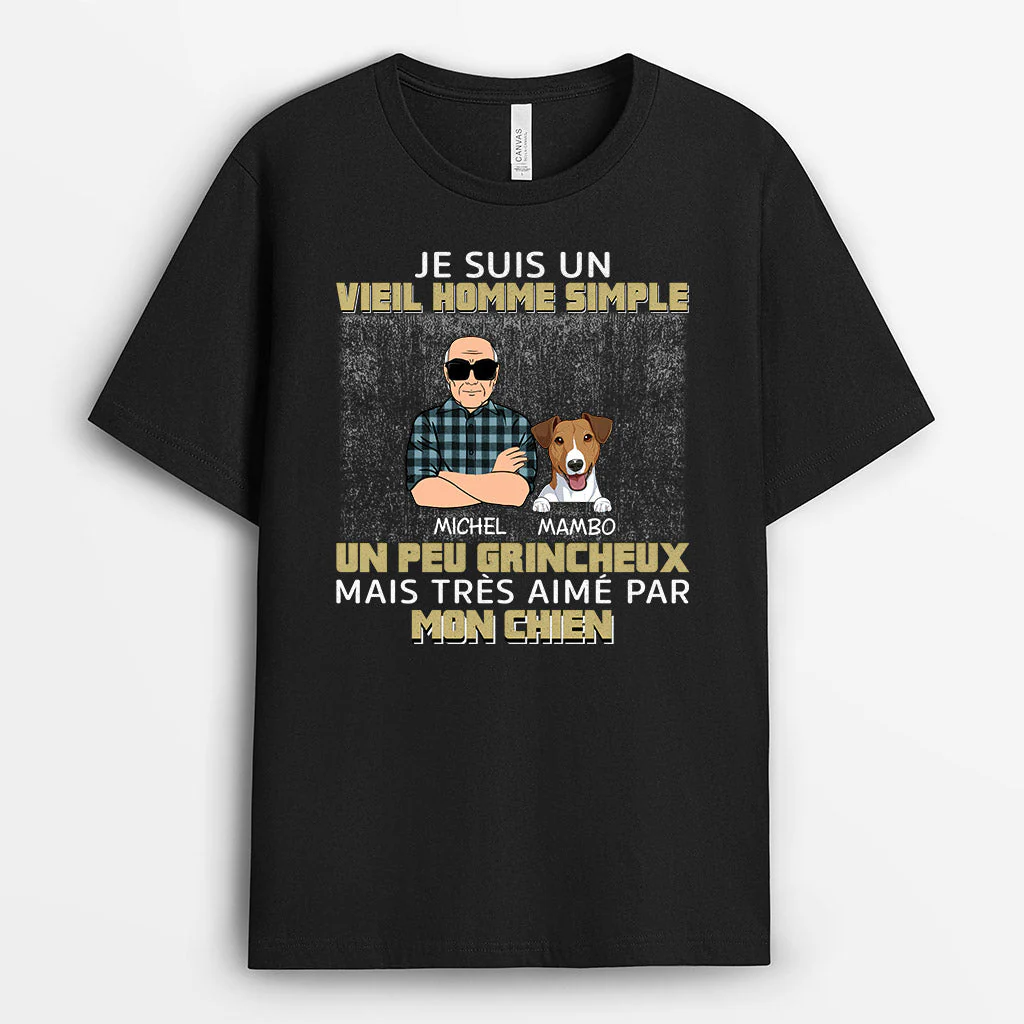 Tee Shirt Personnalisé Chien - Un Homme Grincheux