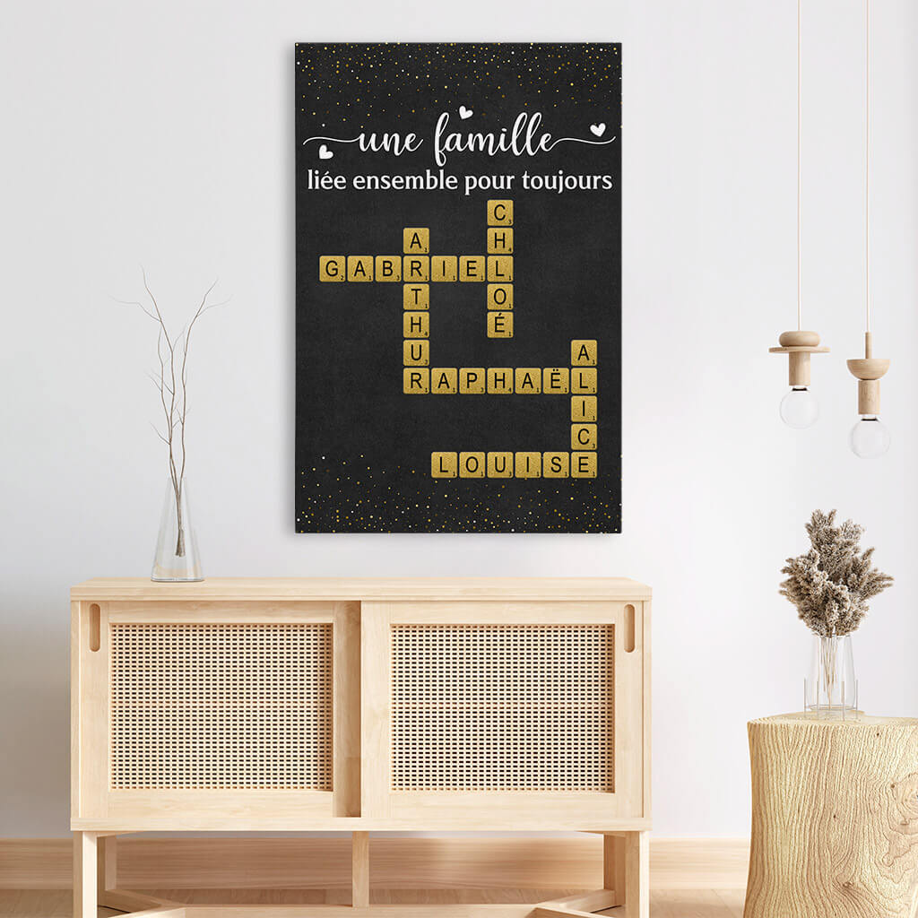 Toile mot croisé prénom famille personnalisé – Une famille liée pour toujours - Image 3