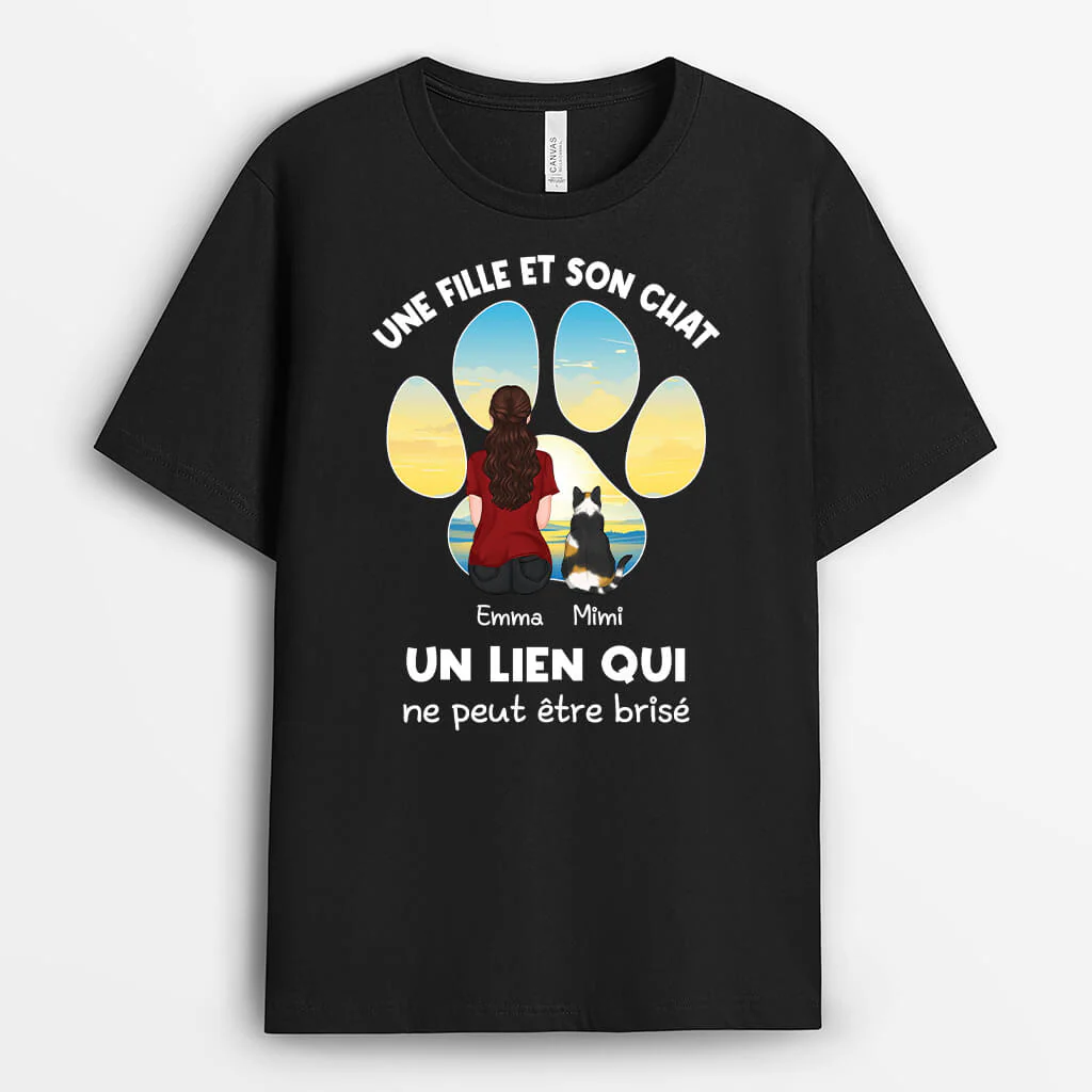 Tee Shirt Personnalisé Femme – Une Fille Et Son Chat