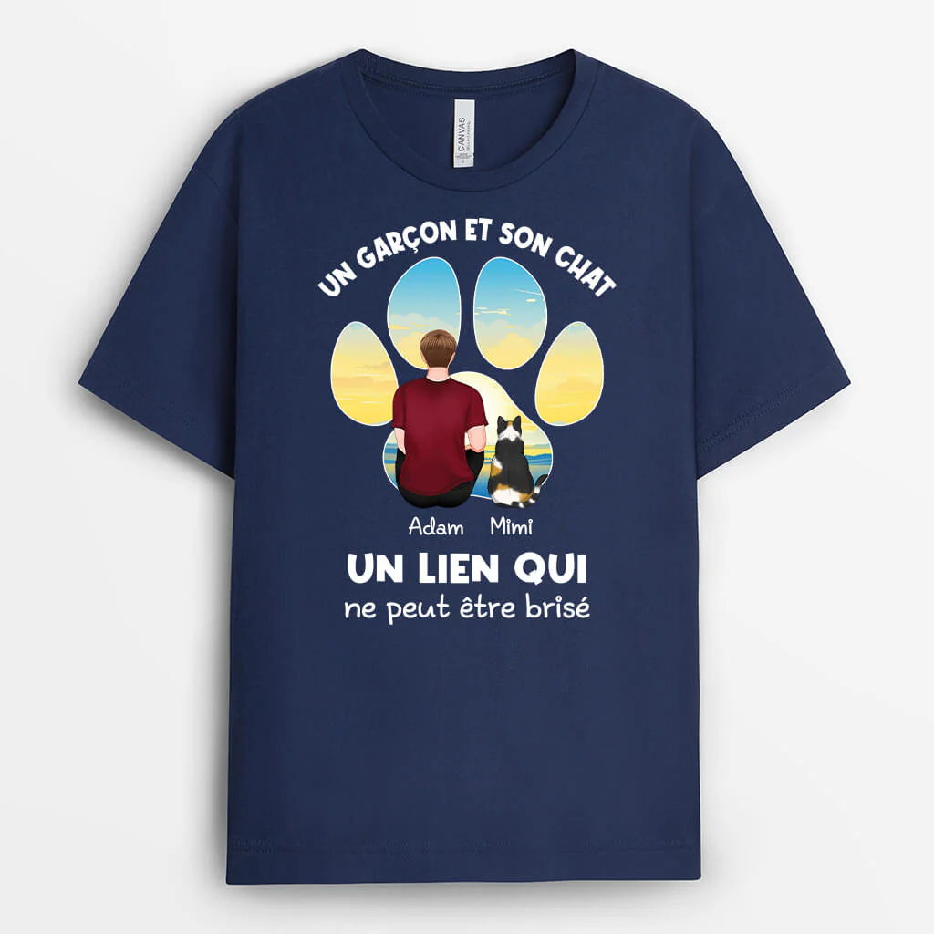 Tee Shirt Personnalisé Femme – Une Fille Et Son Chat - Image 2