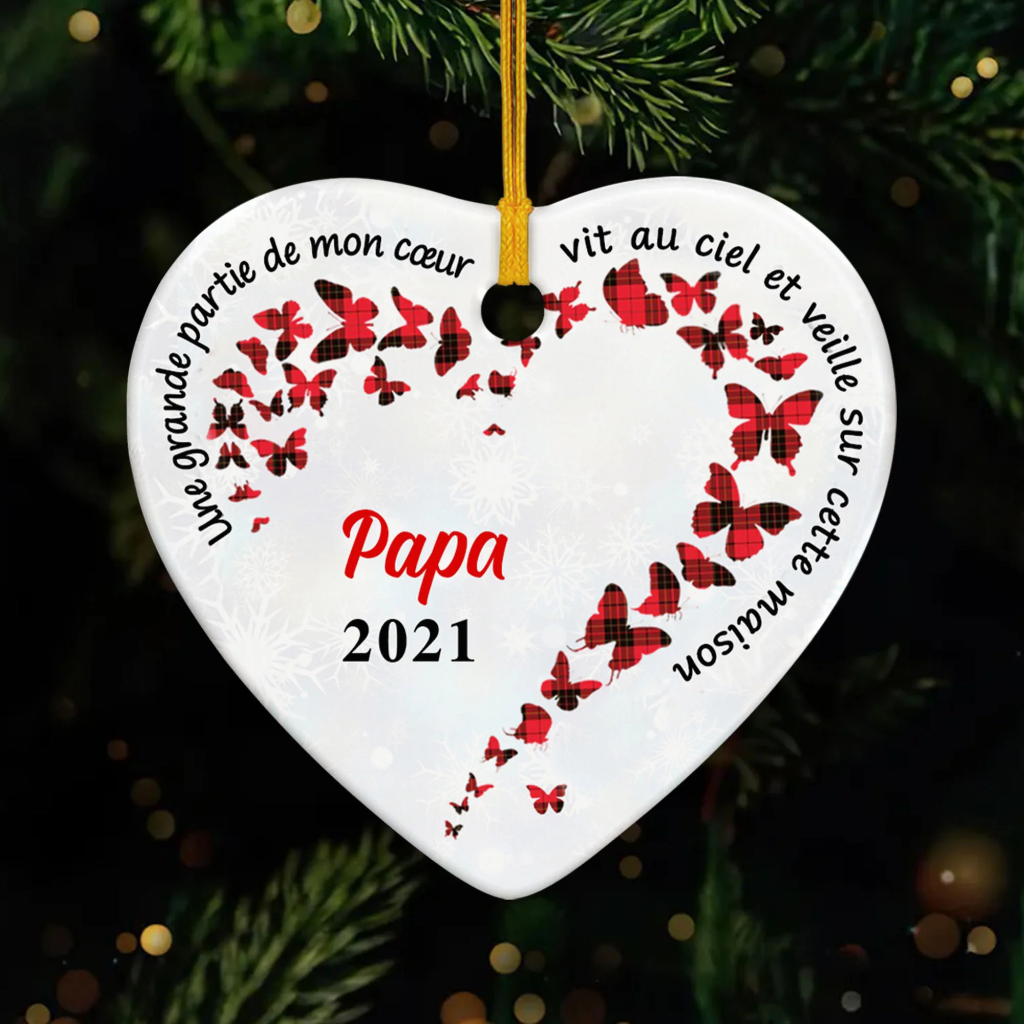 Ornement Une grande partie de mon coeur Personnalisé