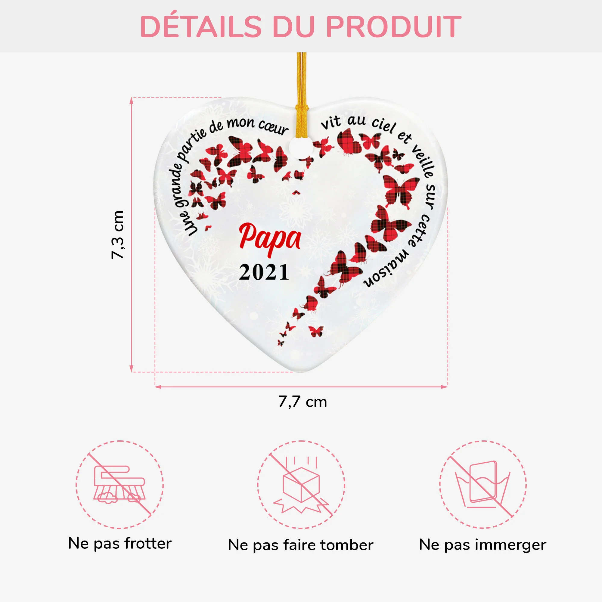 Ornement Une grande partie de mon coeur Personnalisé - Image 3