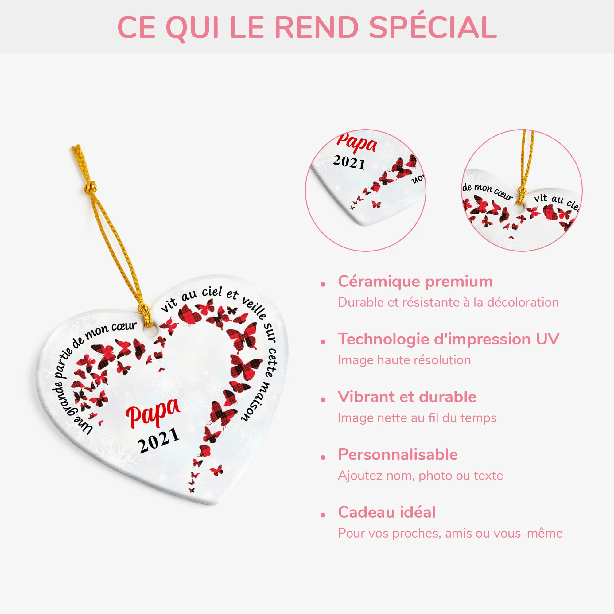 Ornement Une grande partie de mon coeur Personnalisé - Image 4