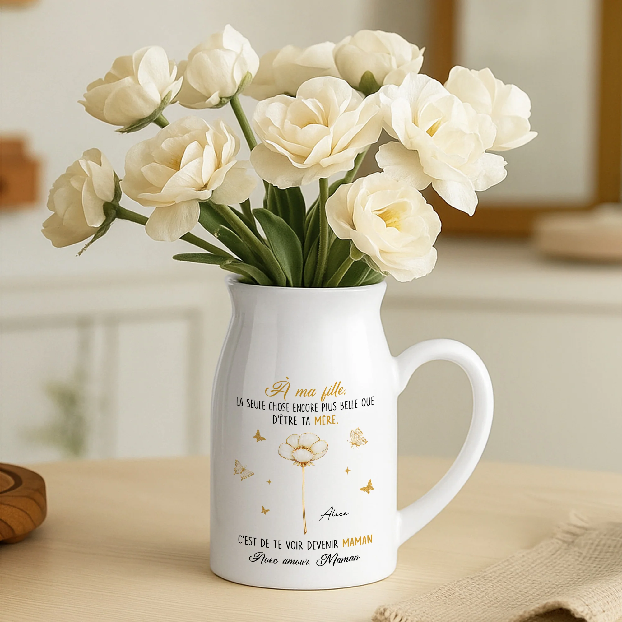 Vase Personnalisable | Cadeau Fille Devenir Une Maman Fleurs - Image 2