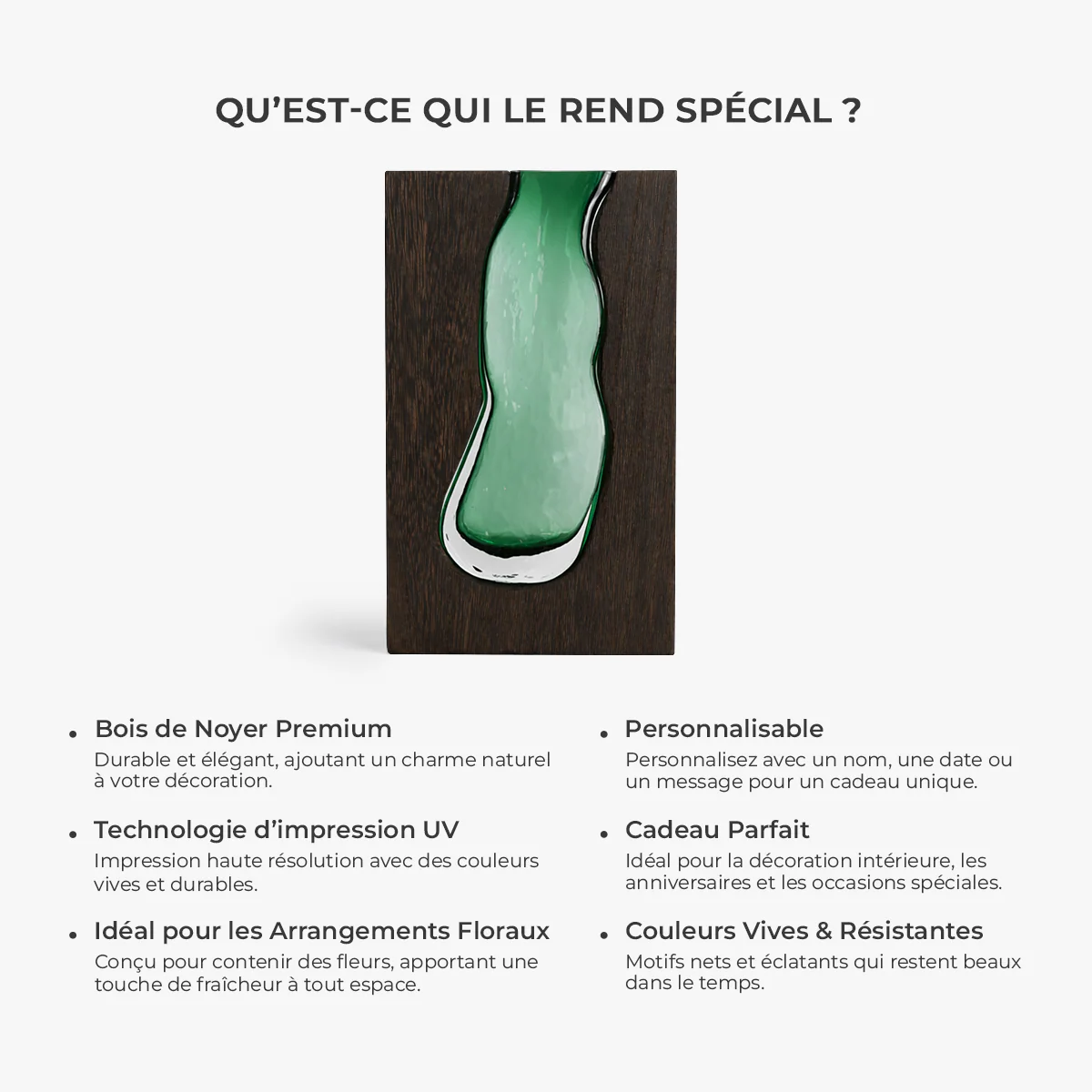 Vase En Verre Personnalisé Avec Support En Bois - Le Jardin De Maman Mamie - Image 5