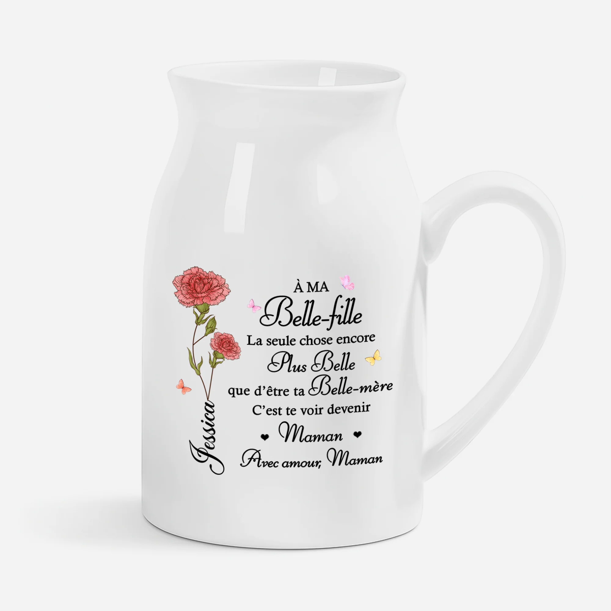 Vase Fleur Personnalisé - Cadeau Fille/Petite-Fille/Belle-fille Devenir Maman