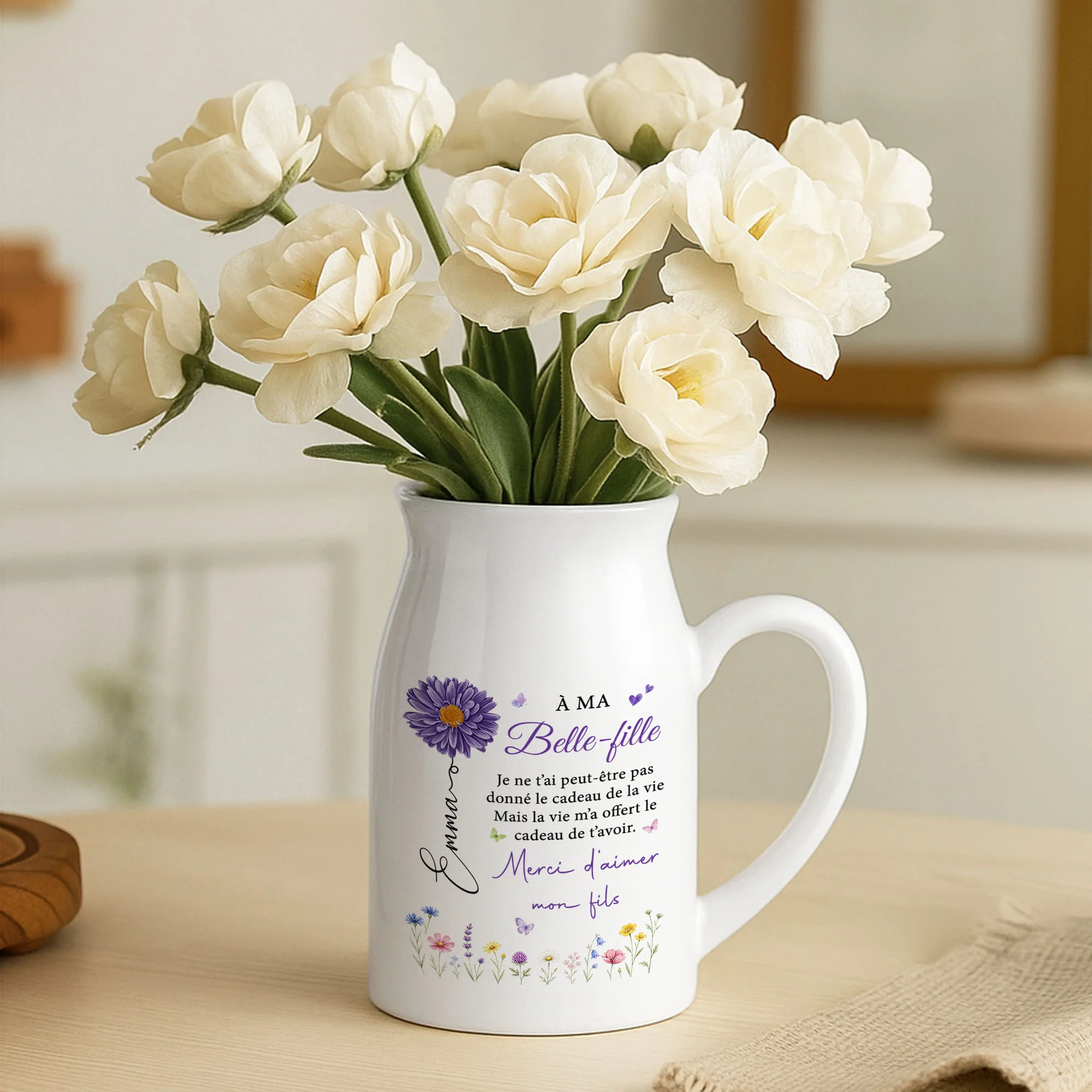 Vase Fleur Personnalisé - Cadeau Original Pour Belle-fille Merci D'aimer Mon Fils - Image 2