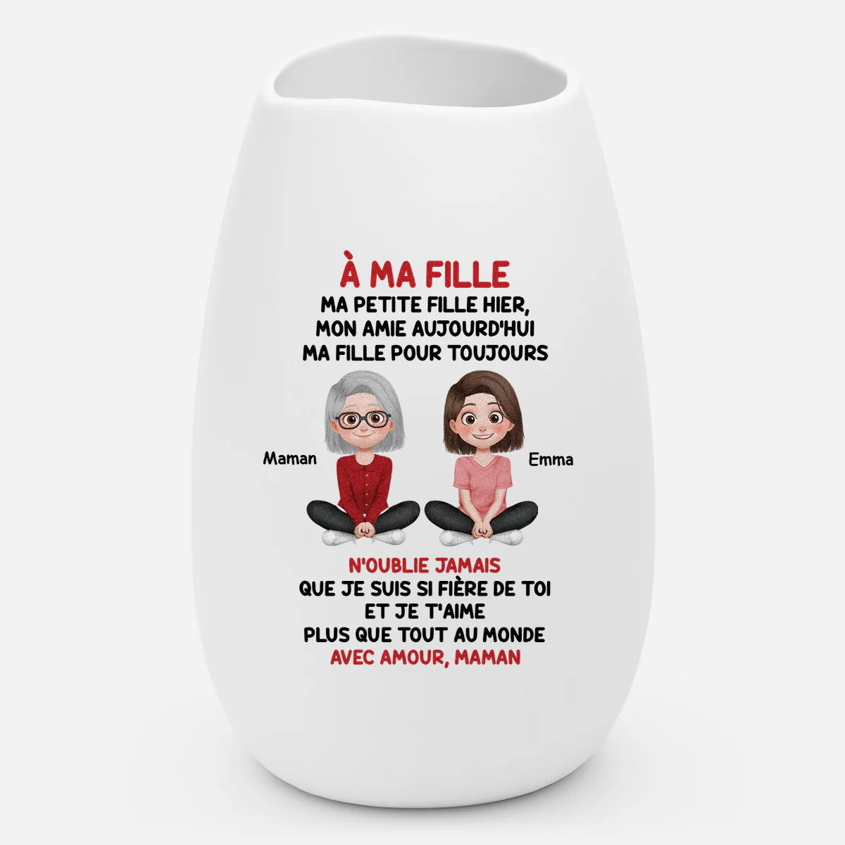 Vase Fleur Personnalisé Céramique Mate - Ma Fills Mon Fils Pour Toujours