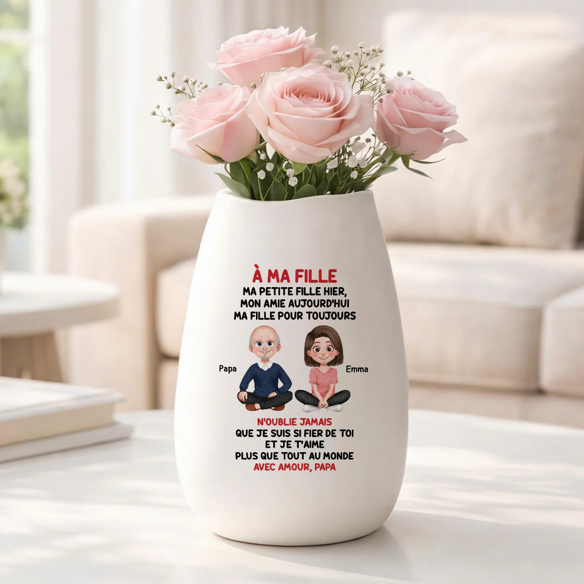 Vase Fleur Personnalisé Céramique Mate - Ma Fills Mon Fils Pour Toujours - Image 2