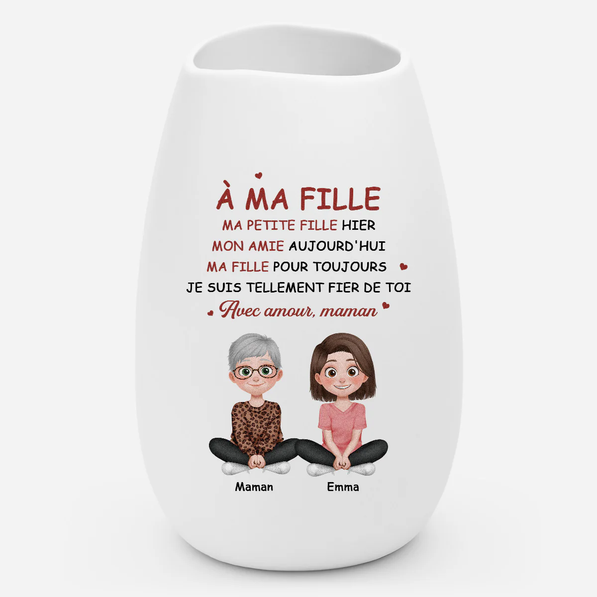 Vase Fleur Personnalisé Céramique Mate - Maman Papa Fier De Sa Fille