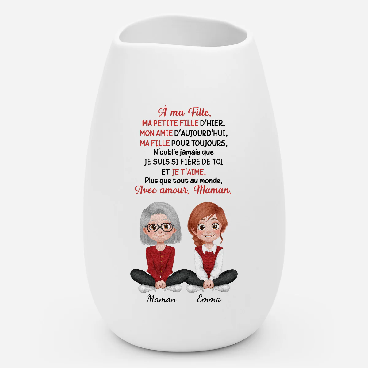 Vase Personnalisé Céramique Mate - Je T'aime Ma Fille