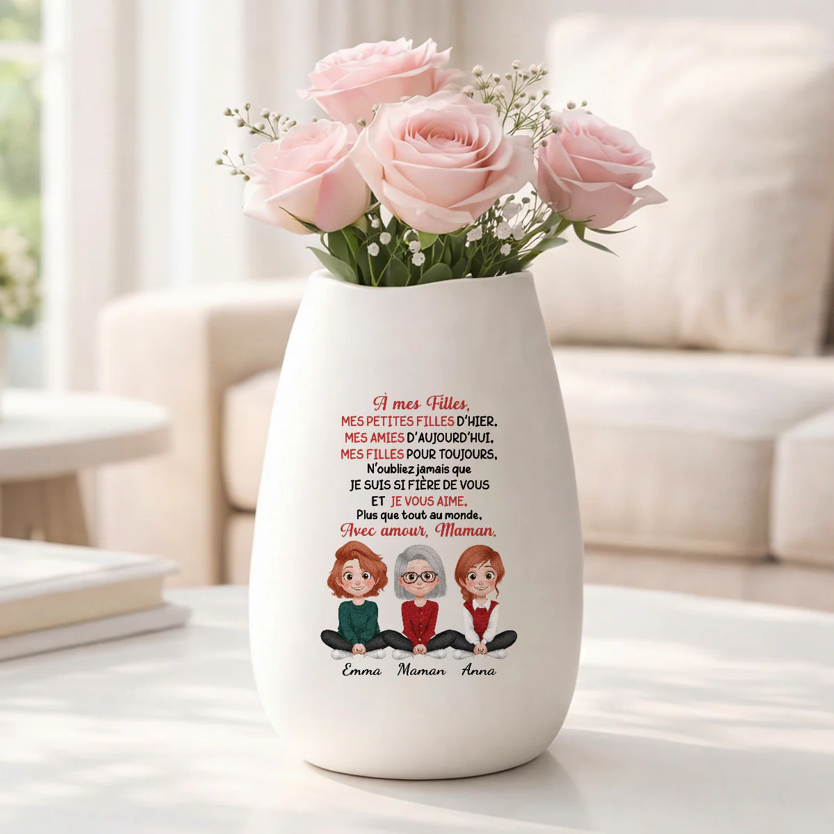 Vase Personnalisé Céramique Mate - Je T'aime Ma Fille - Image 2