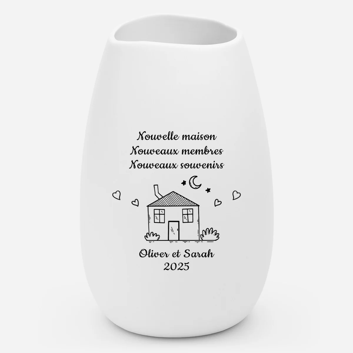 Vase Personnalisé Céramique Mate Pour Couple - Nouvelle Maison