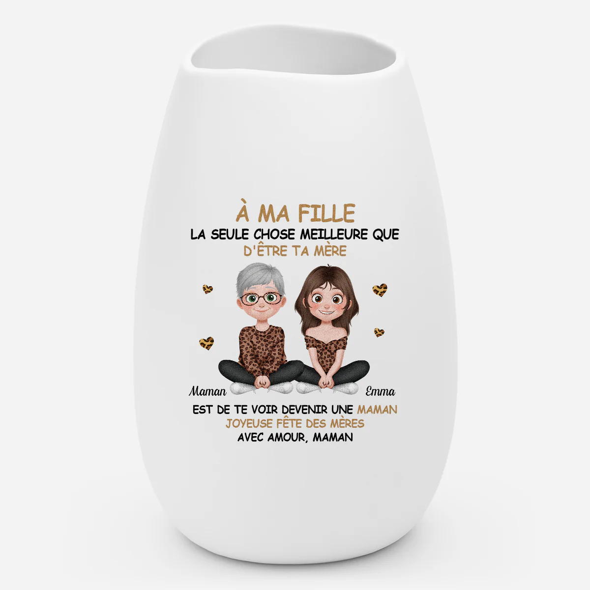Vase Personnalisé Fête Des Mères Céramique Mate - Cadeau Pour Fille Enceinte