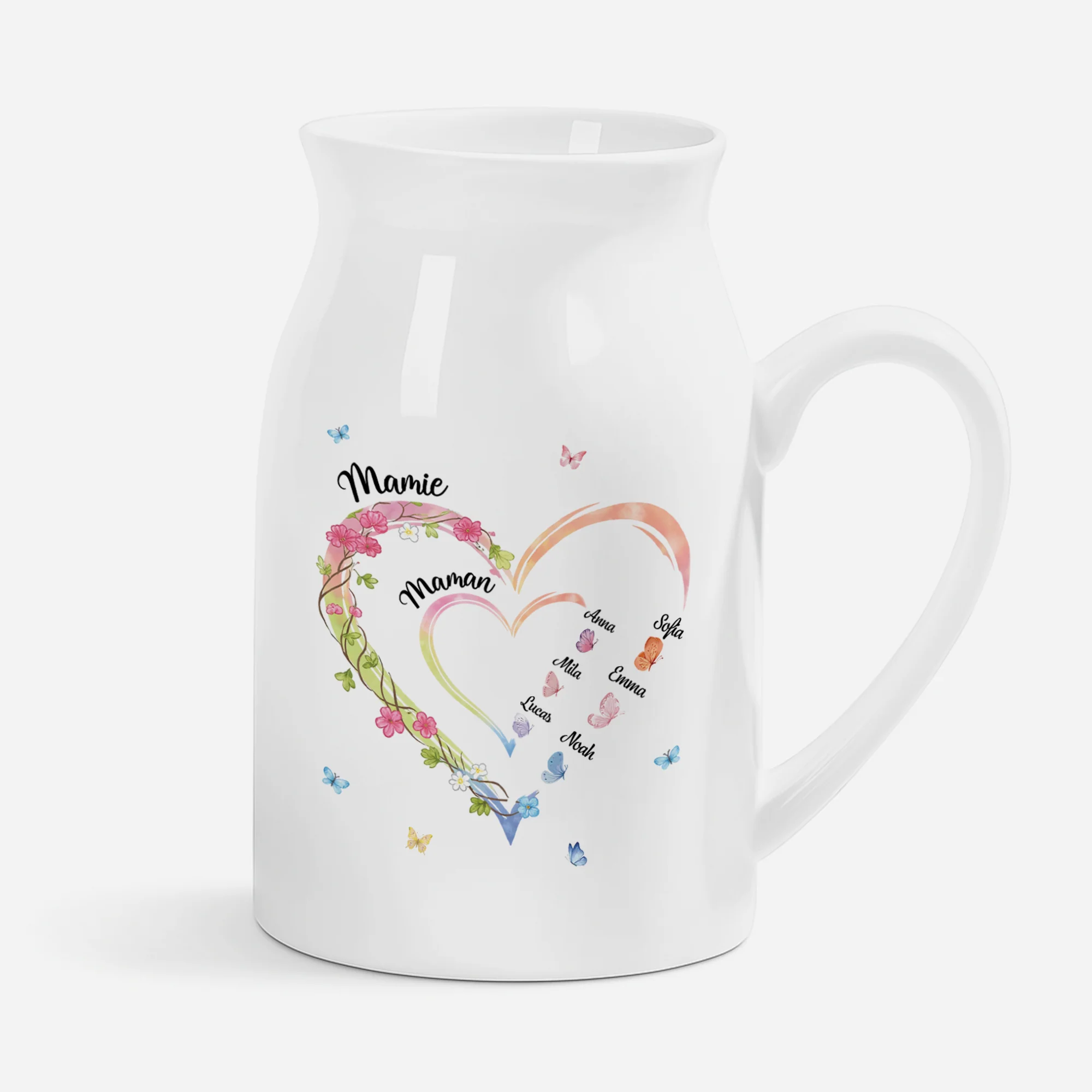 Vase Personnalisé Maman Et Mamie - Cœur De Maman Pour Enfant