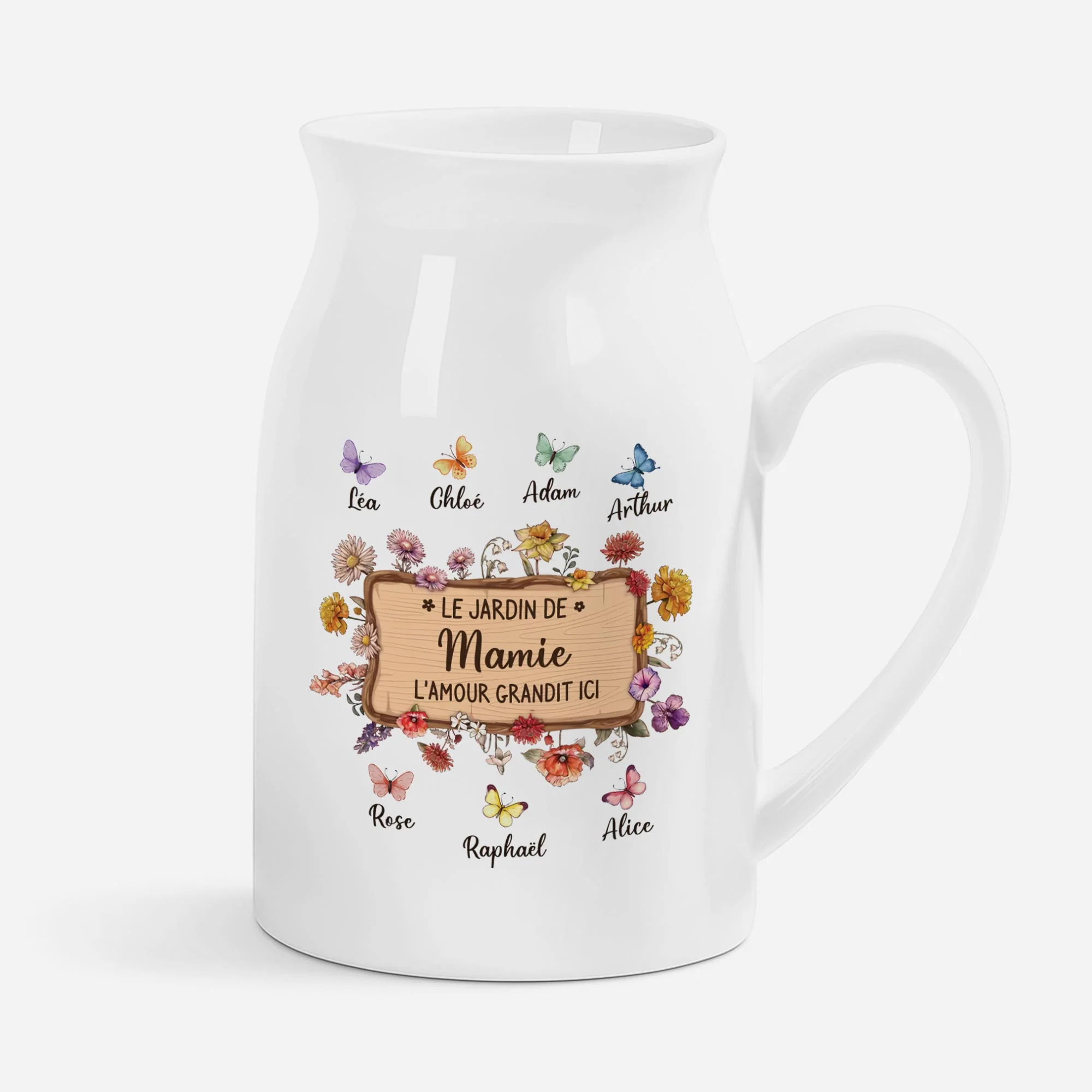 Vase Personnalisé Mamie - Le Jardin De Mamie En Fleurs
