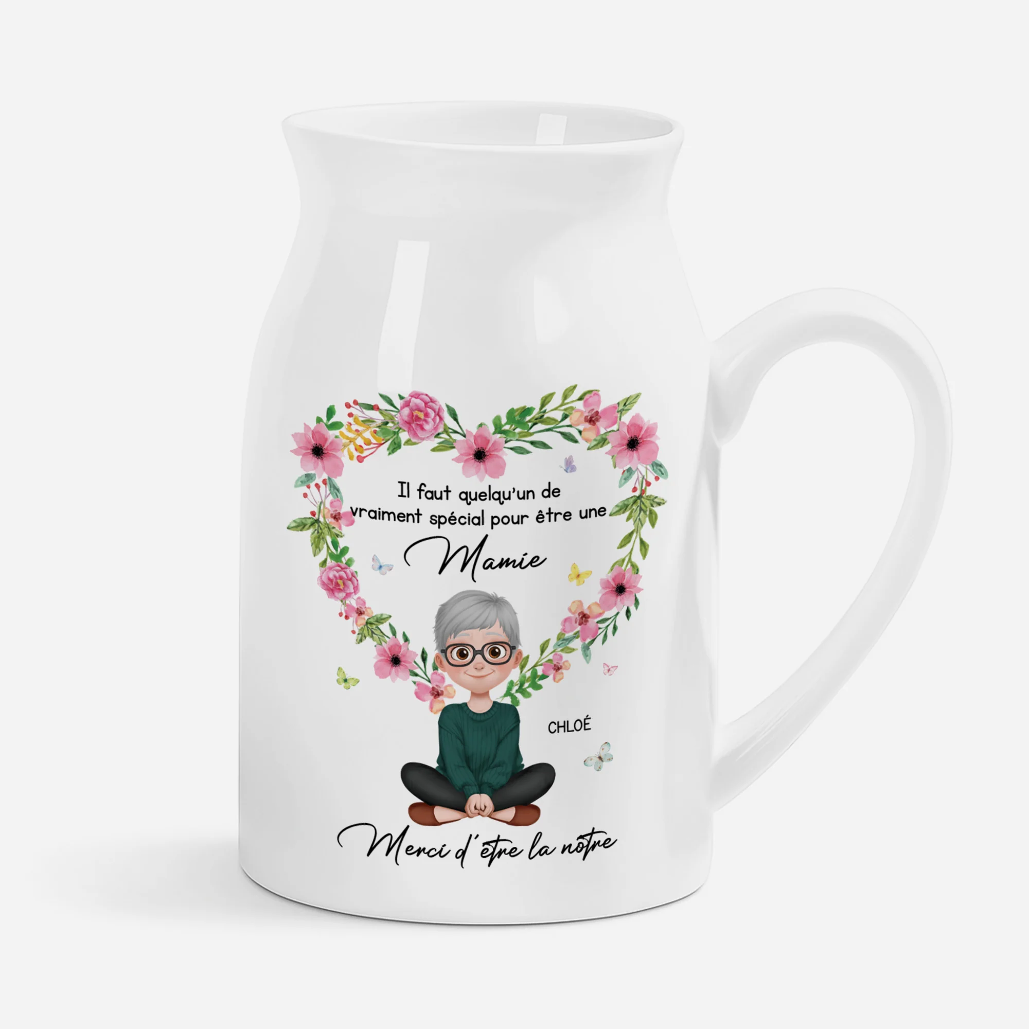 Vase Personnalisé Mamie - Merci d'Être la Nôtre