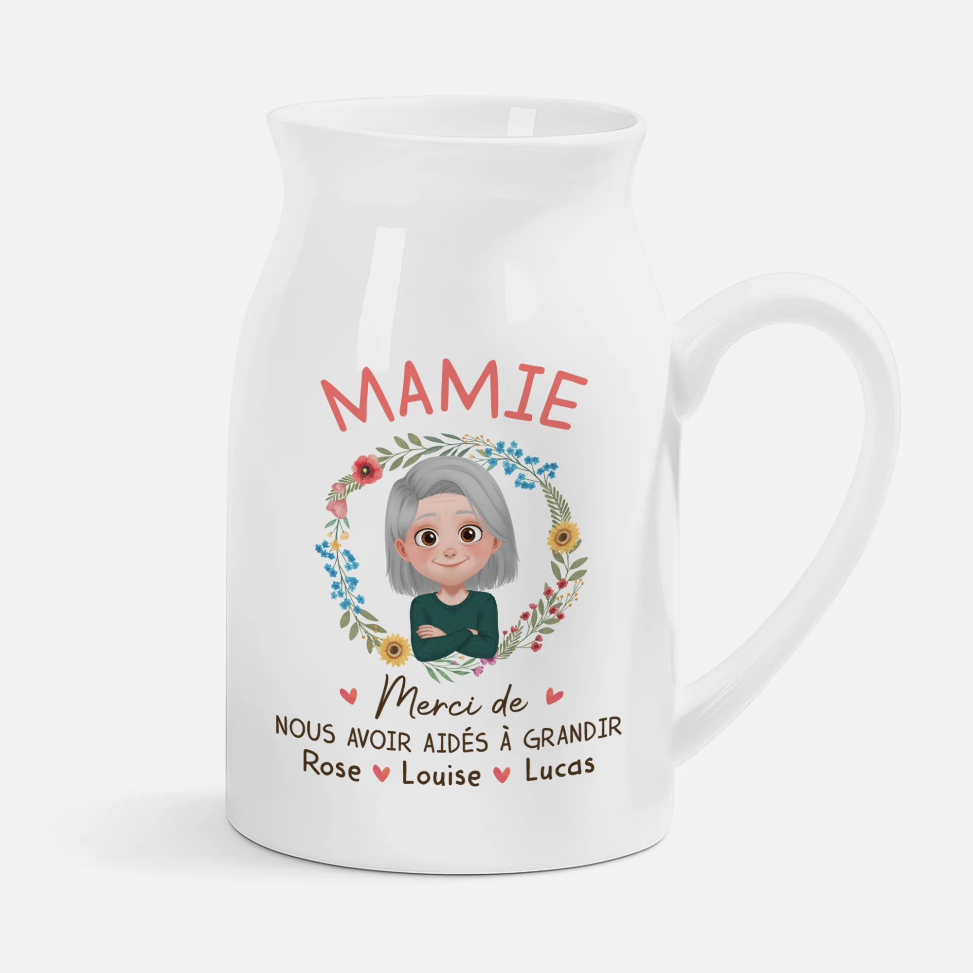 Vase Personnalisé - Mamie/Maman Merci De Nous Avoir Aidés À Grandir