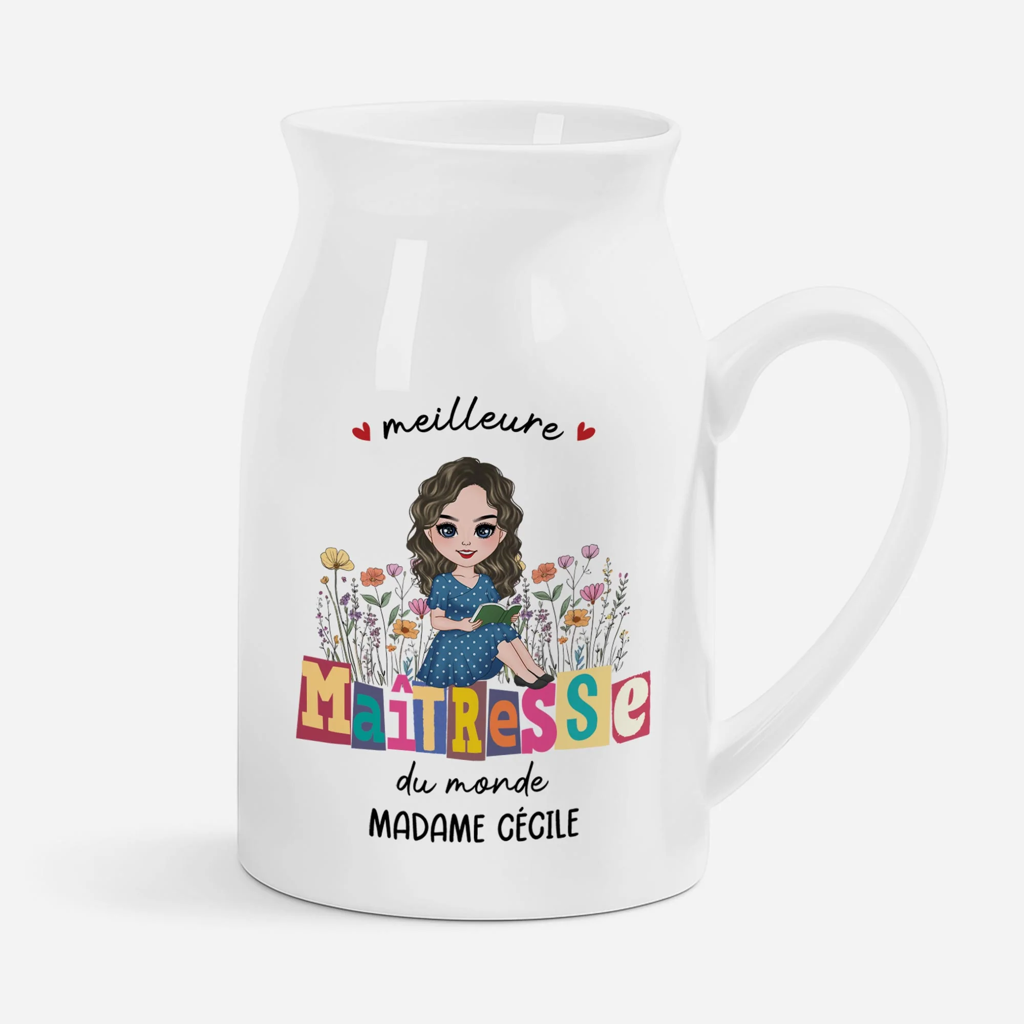 Vase personnalisable – Meilleure maîtresse avec message doux