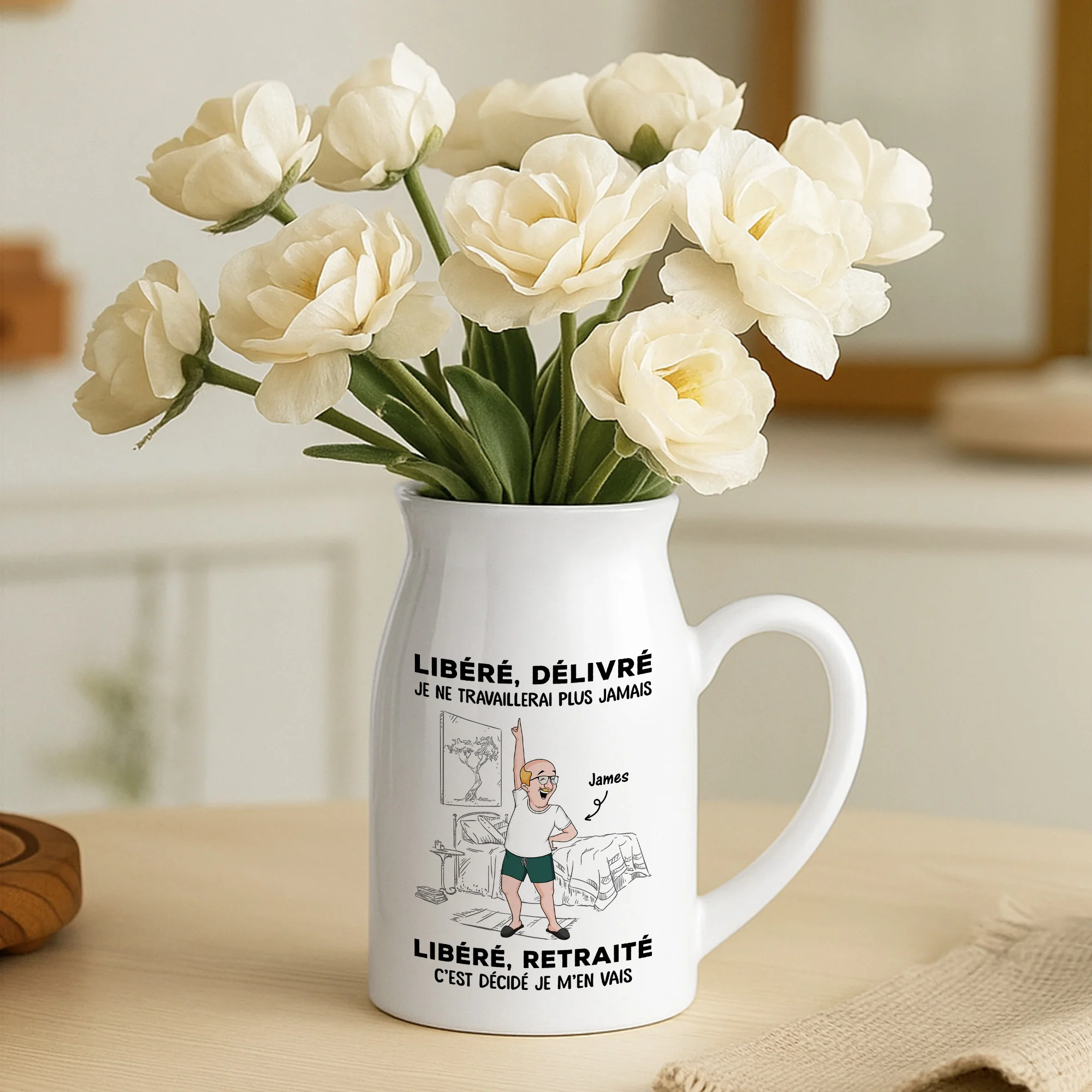 Vase Personnalisé  - Libéré Délivré Retraité - Image 2