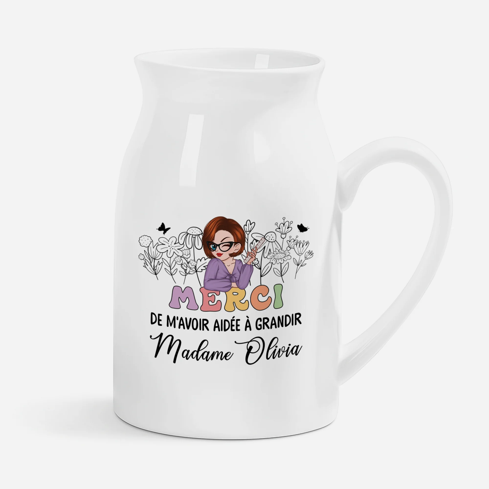 Vase Personnalisé Maîtresse - Merci De Nous Avoir Aidés À Grandir