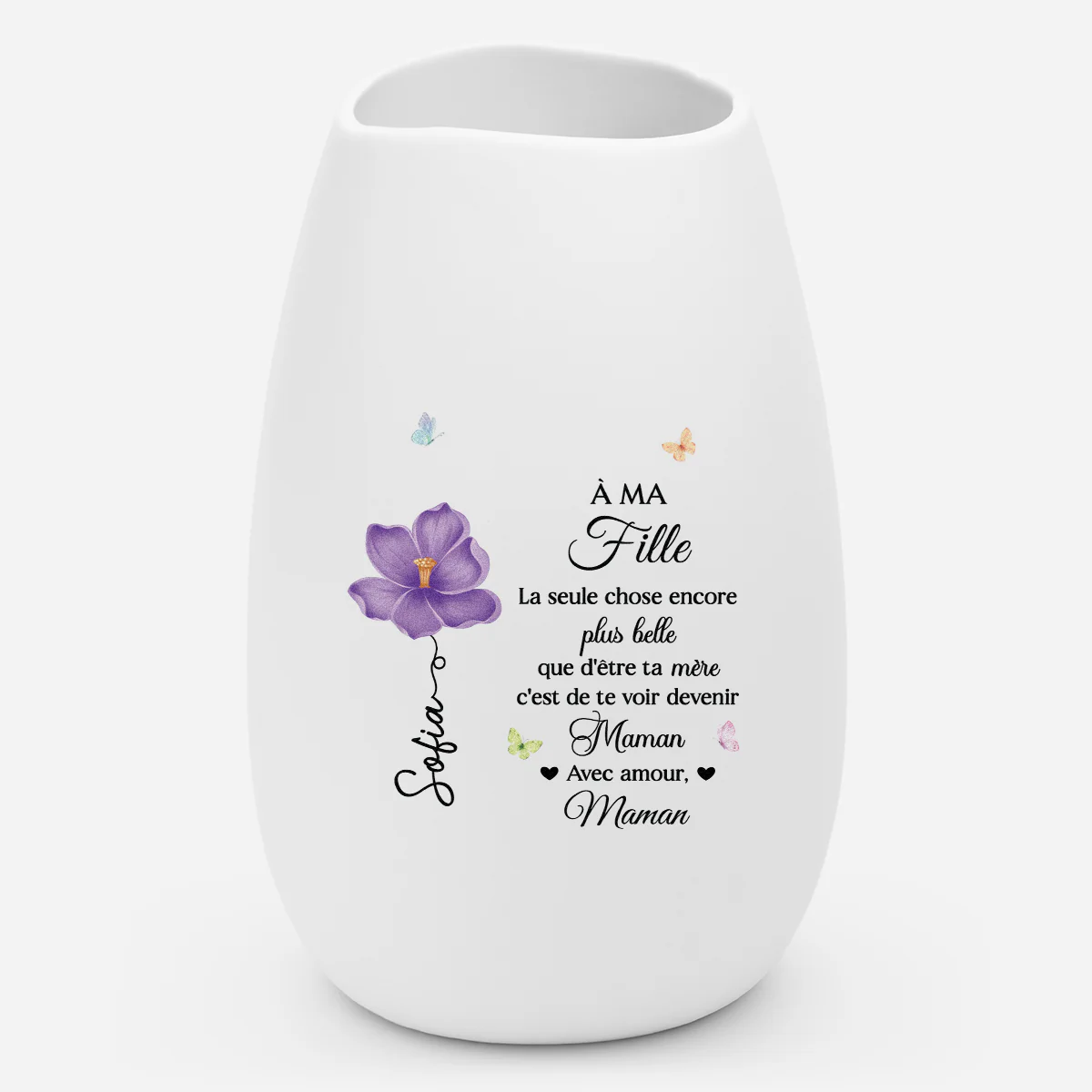 Vase Personnalisé Prénom En Céramique Mate - Cadeau À Ma Fille