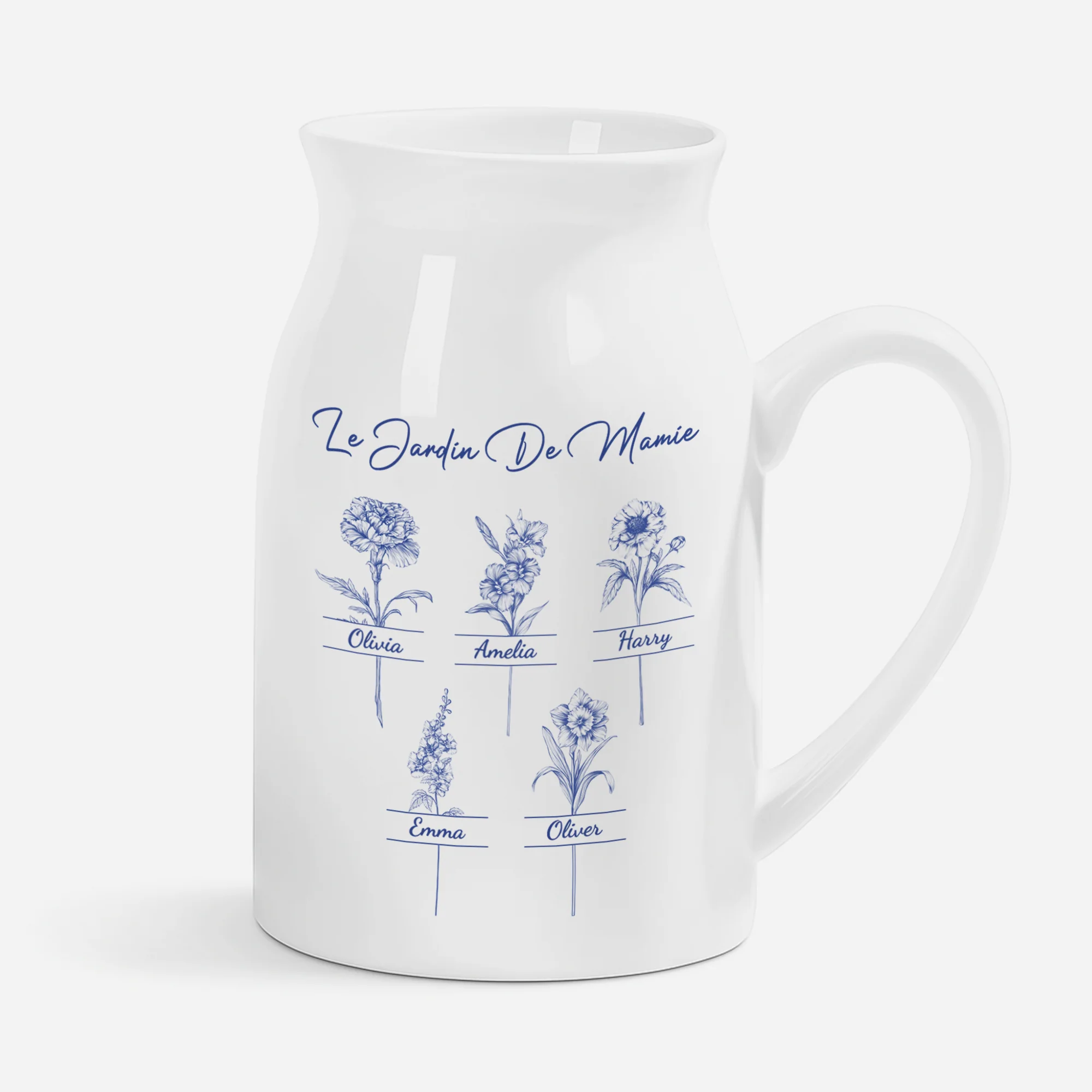 Vase Personnalisé  - Le Jardin De Mamie - Style Bleu