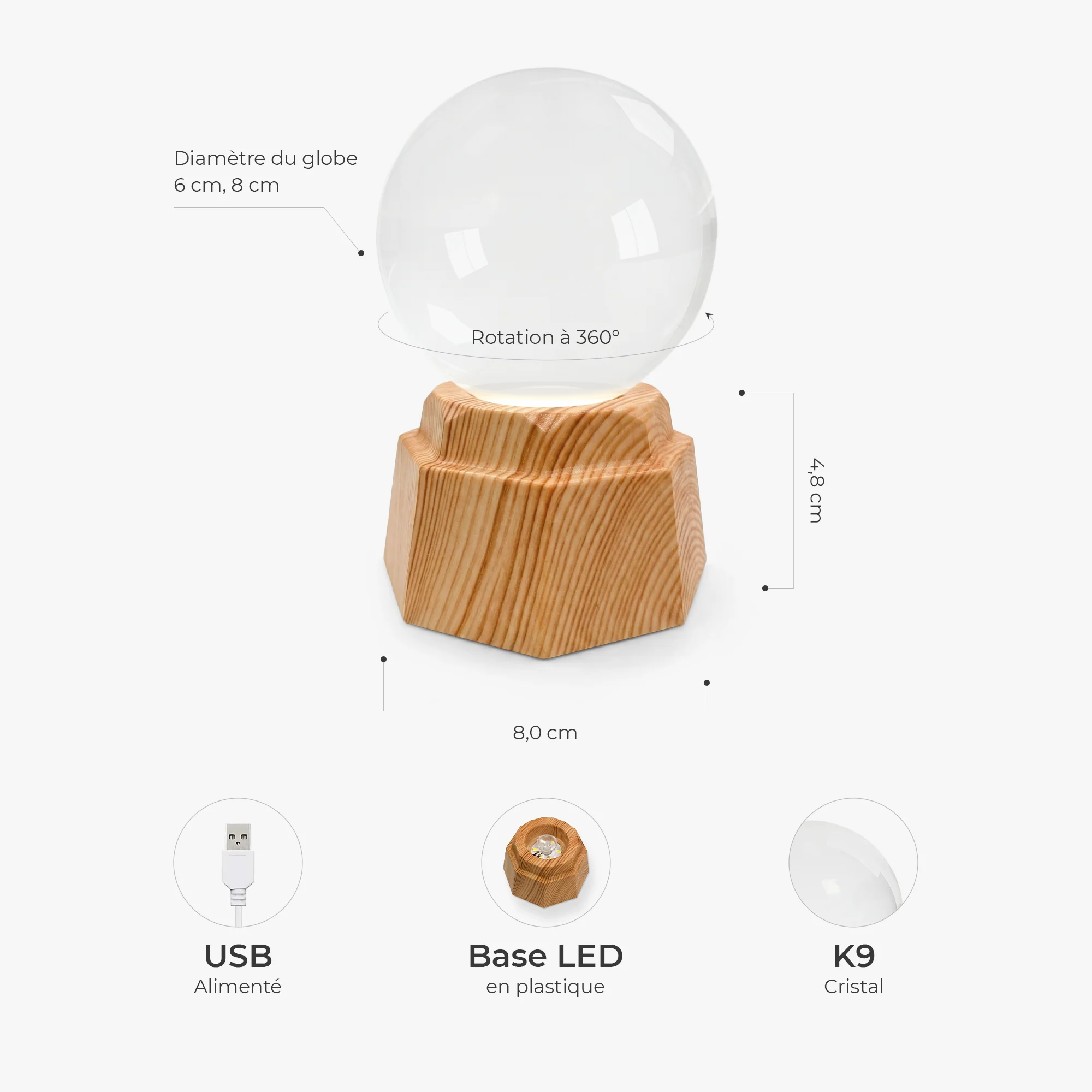 Veilleuse Boule De Cristal 3D Personnalisée Couple - Je T'aime Jusqu'à La Lune - Image 3