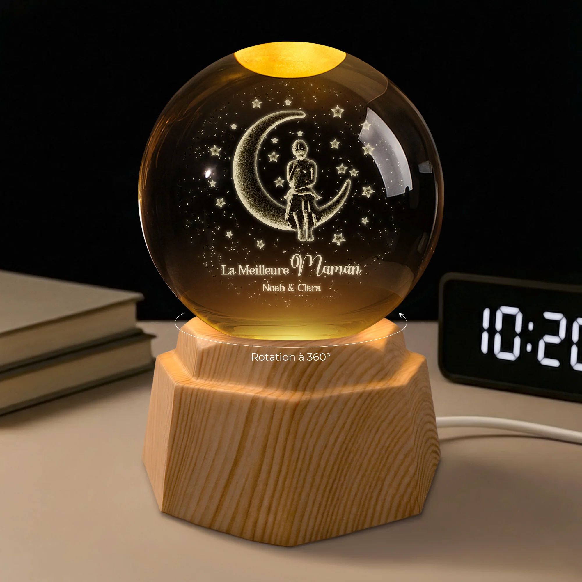 Boule Cristal Personnalisé | Maman Tu Es Mon Monde - Image 2