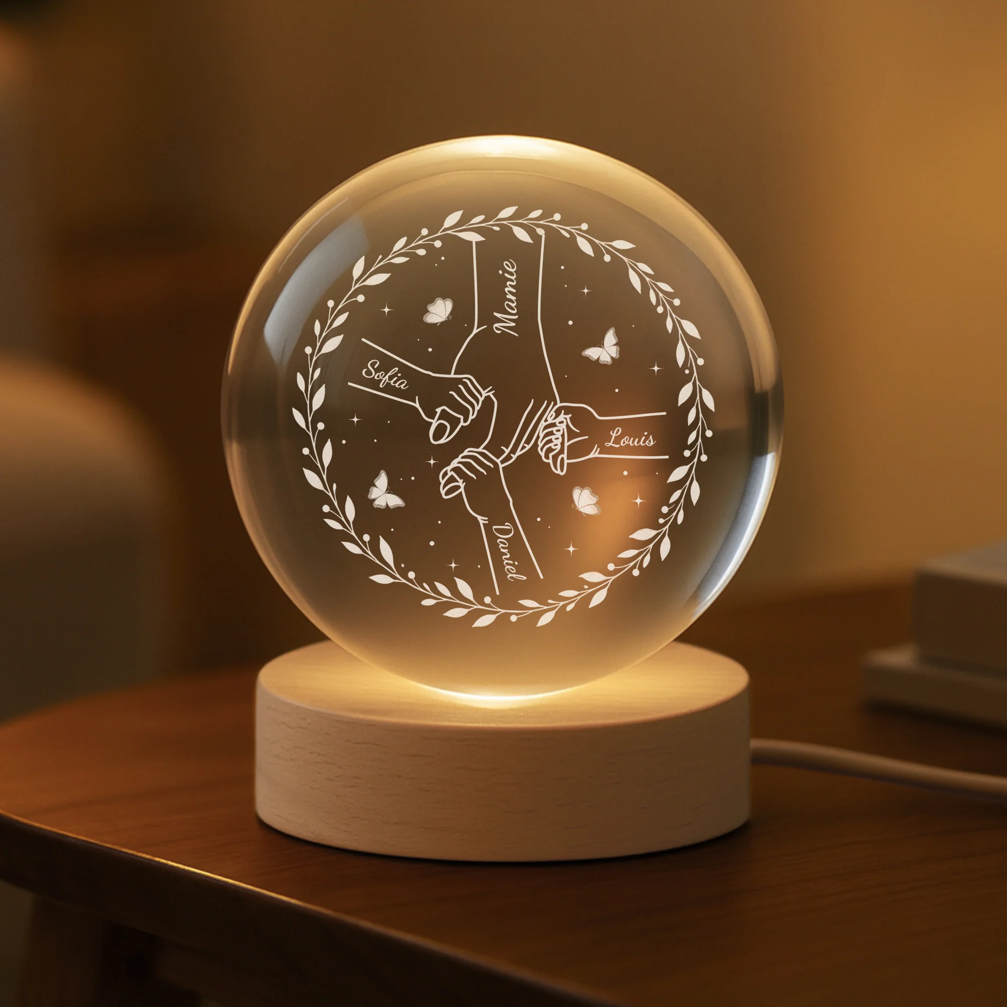 Veilleuse Boule De Cristal Personnalisée - Amour De Maman/Mamie Pour Ses Petits - Image 2
