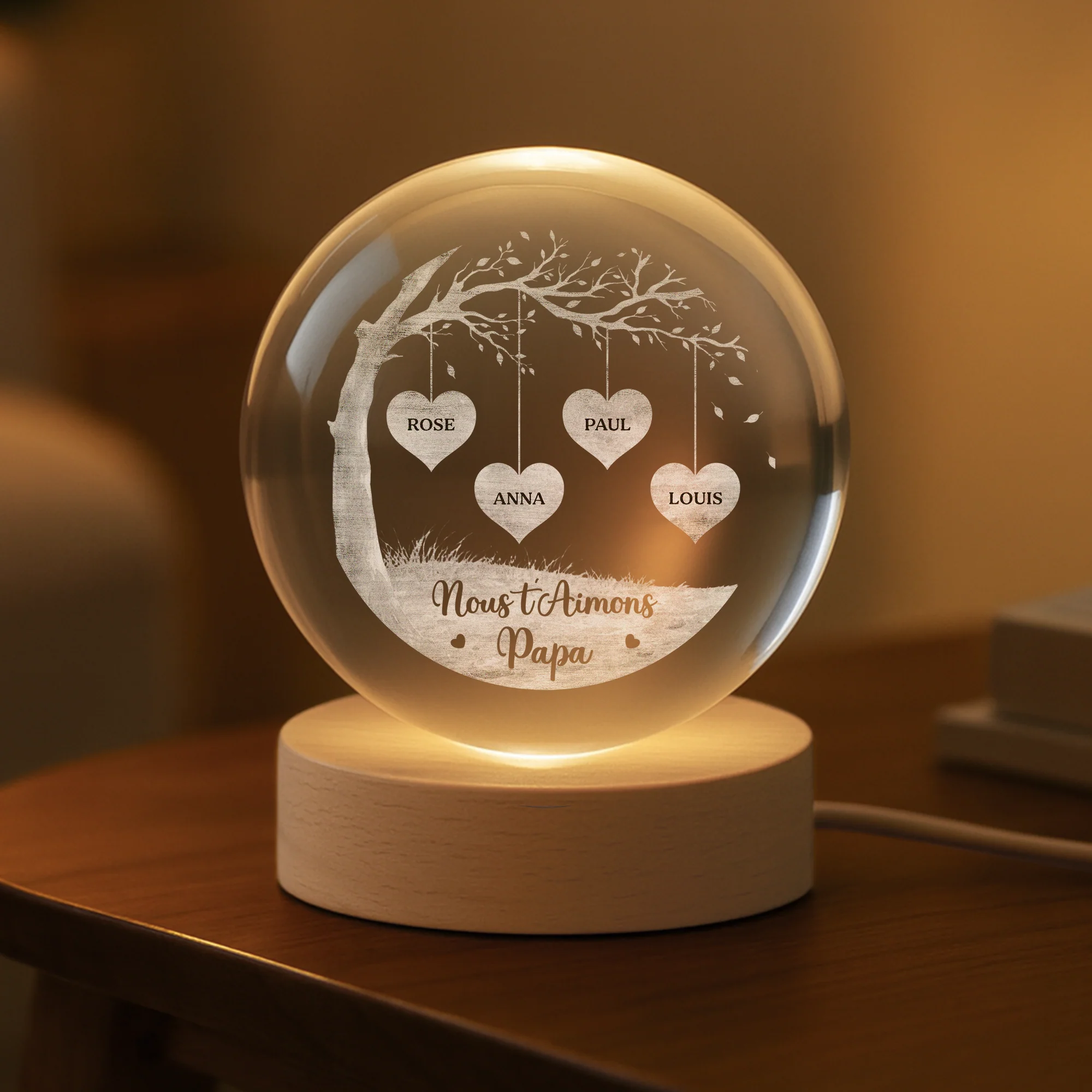Boule En Verre Personnalisée - Nous T'aimons Maman Papa - Image 2