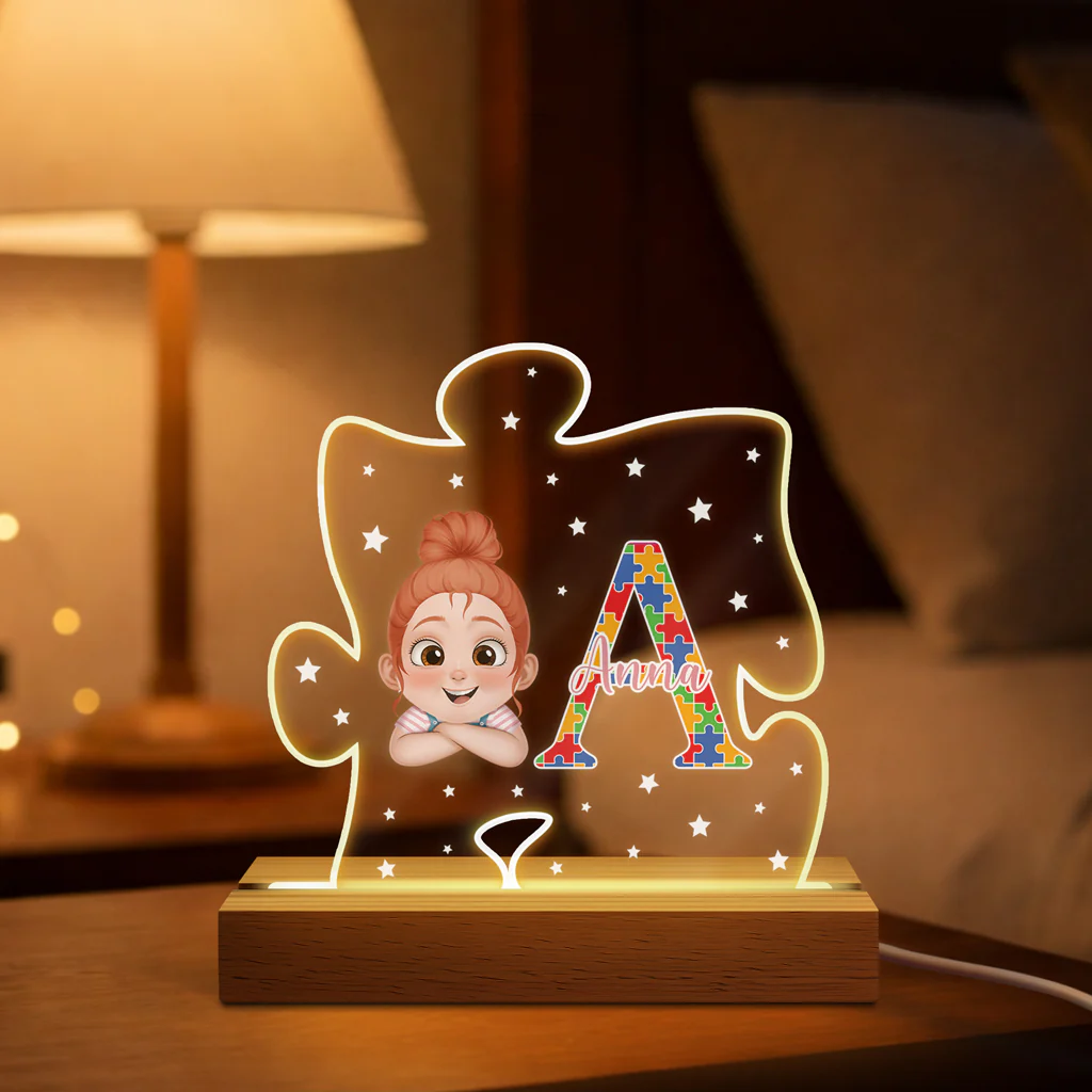 Veilleuse LED personnalisé | Sensibilisation à l'Autisme Pour Fille Fils