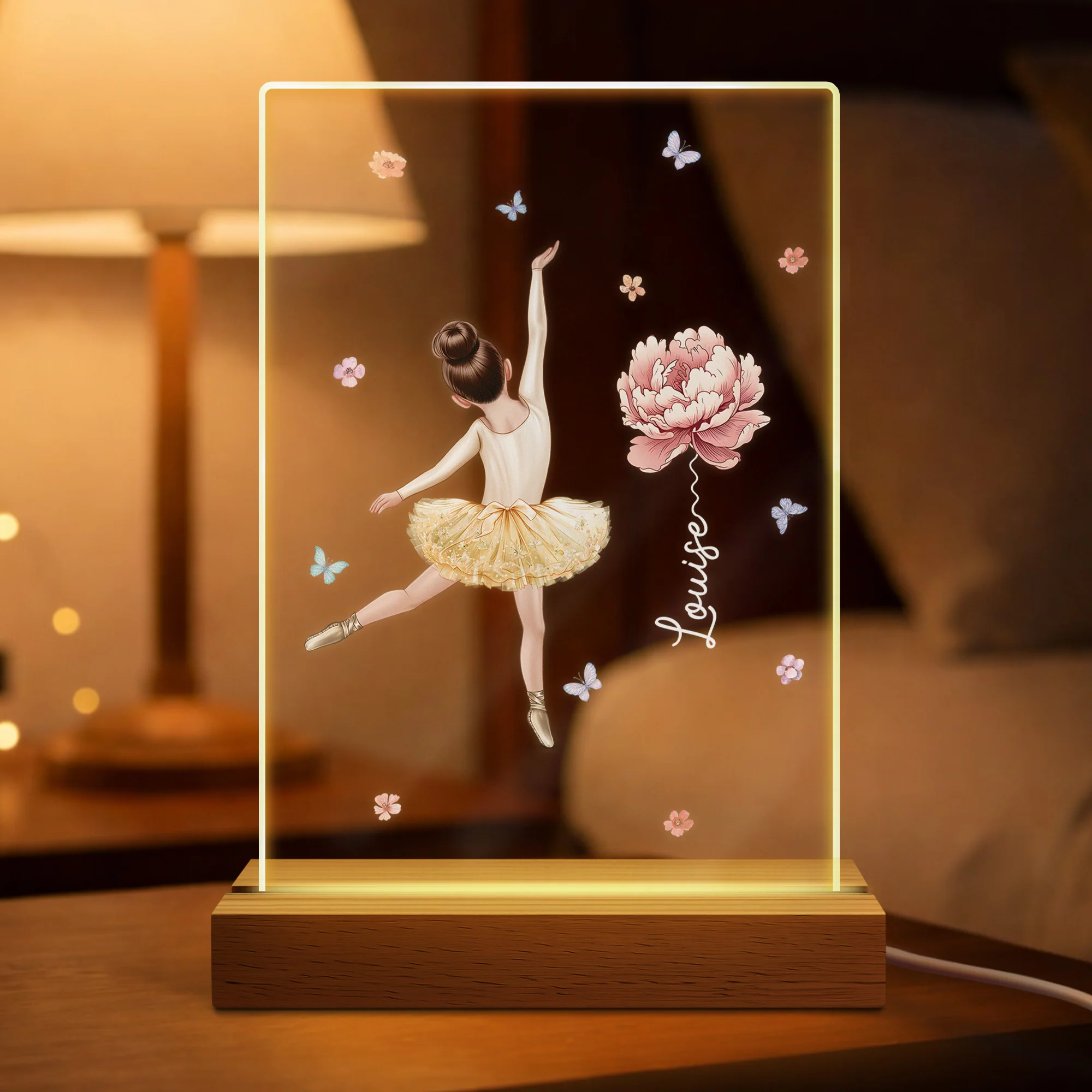 Veilleuse Enfant Personnalisée LED - La Ballerine Avec Fleur