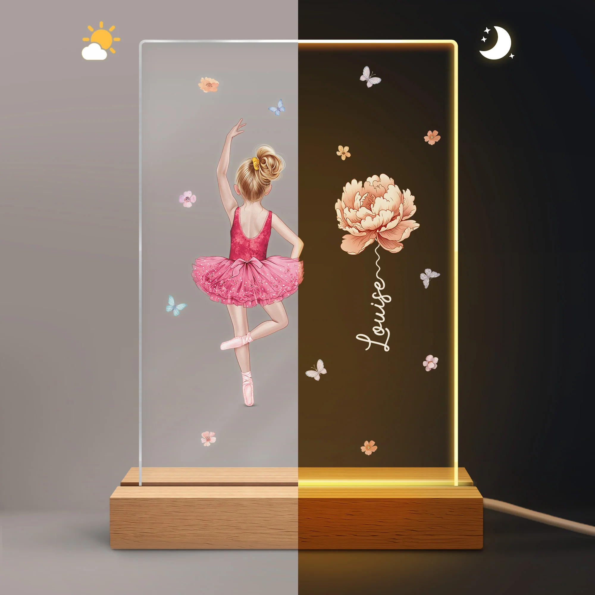 Veilleuse Enfant Personnalisée LED - La Ballerine Avec Fleur - Image 5