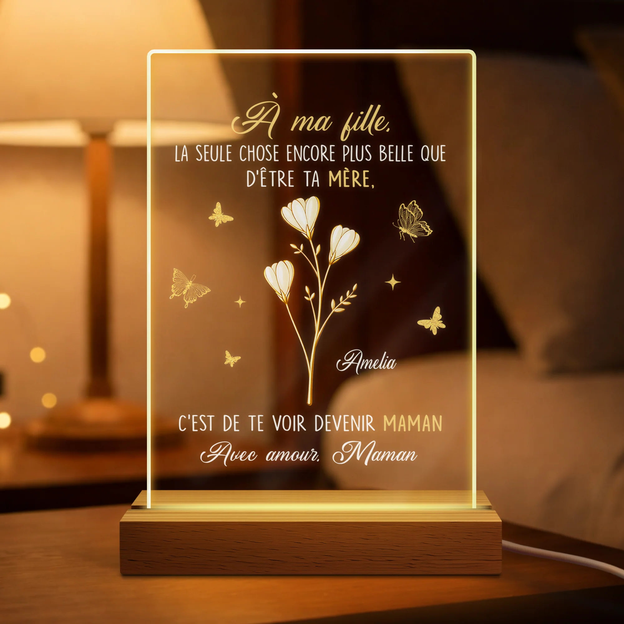 Veilleuse LED Personnalisée - Cadeau Fille Devenir Une Mère