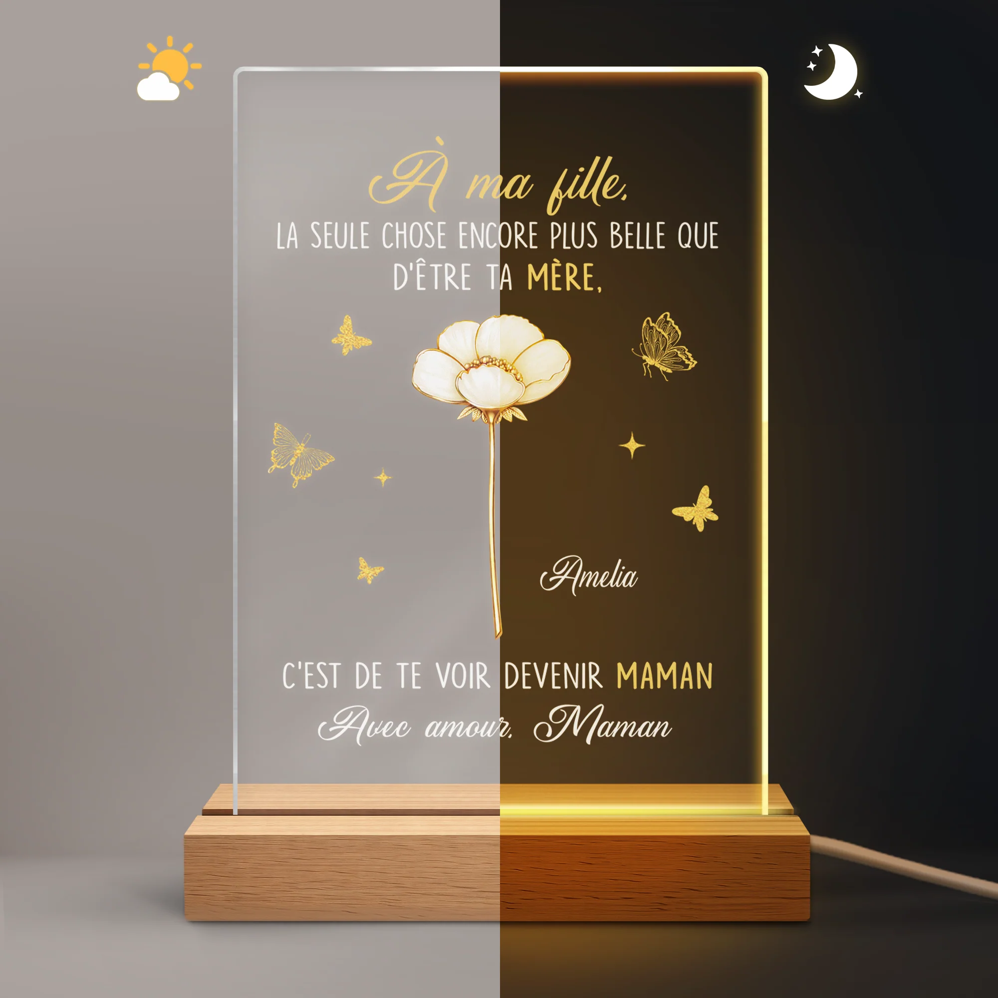 Veilleuse LED Personnalisée - Cadeau Fille Devenir Une Mère - Image 5
